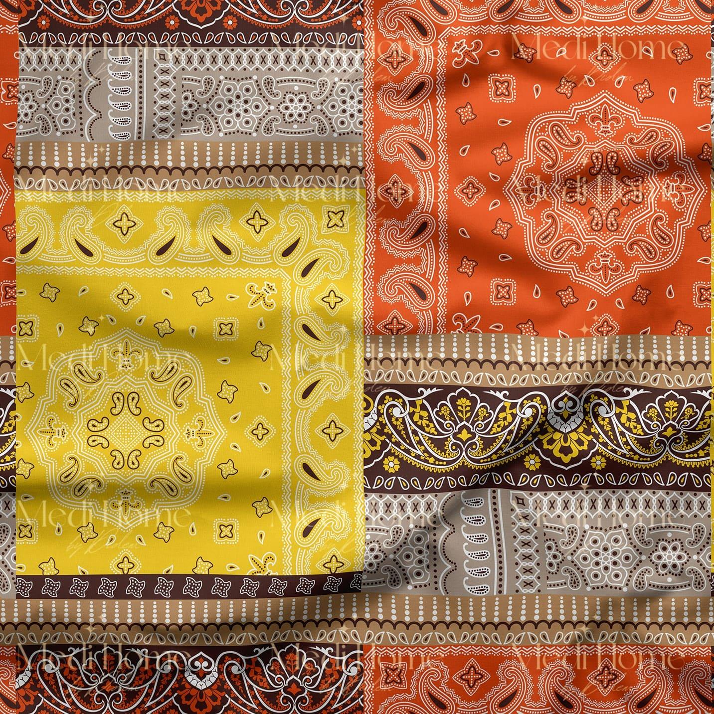 Bandana Patchwork'un Retro Sıcaklığı Dijital Baskılı Kumaş