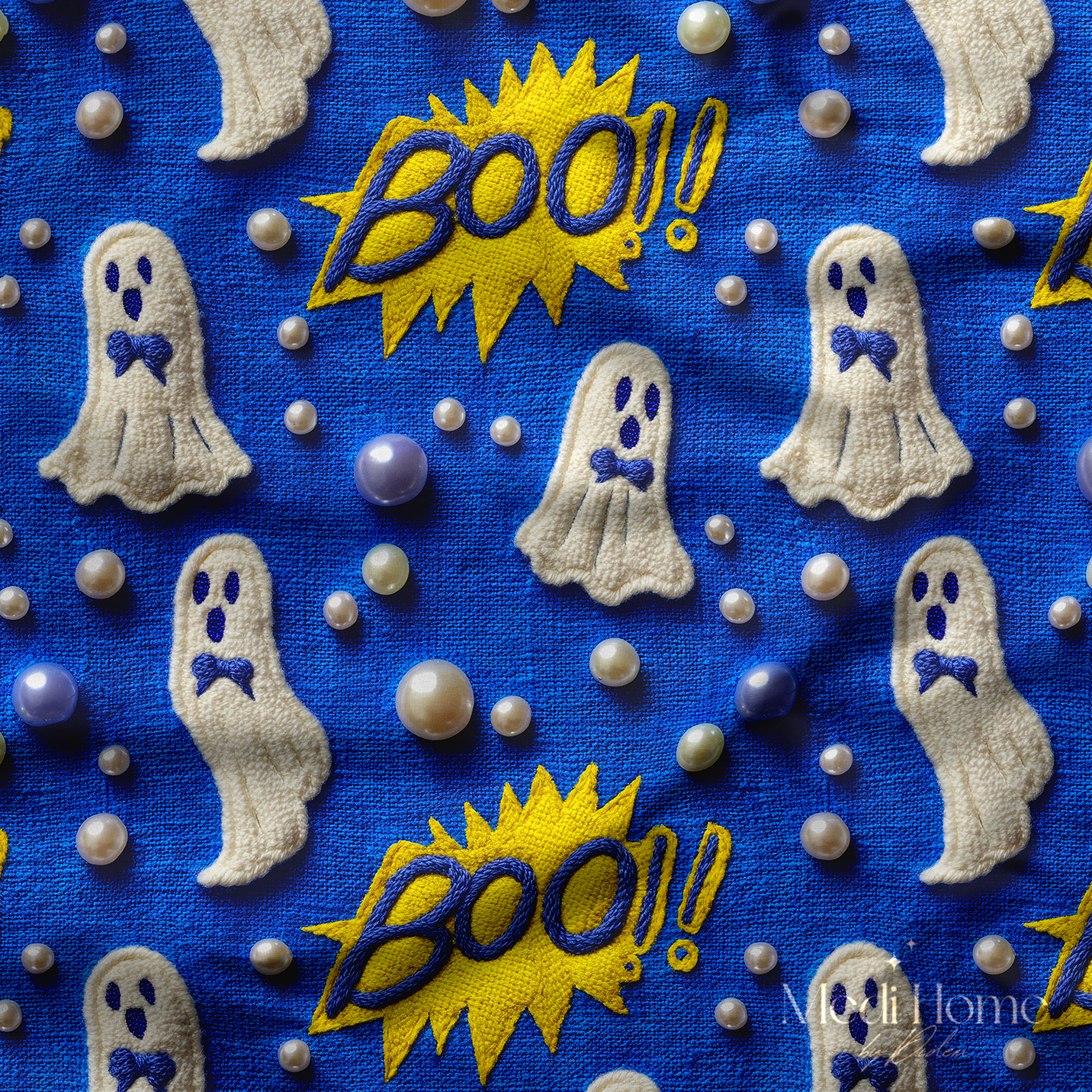 Boo! Geceye Neşeyle Karışan Hayaletler Dijital Baskılı Kumaş