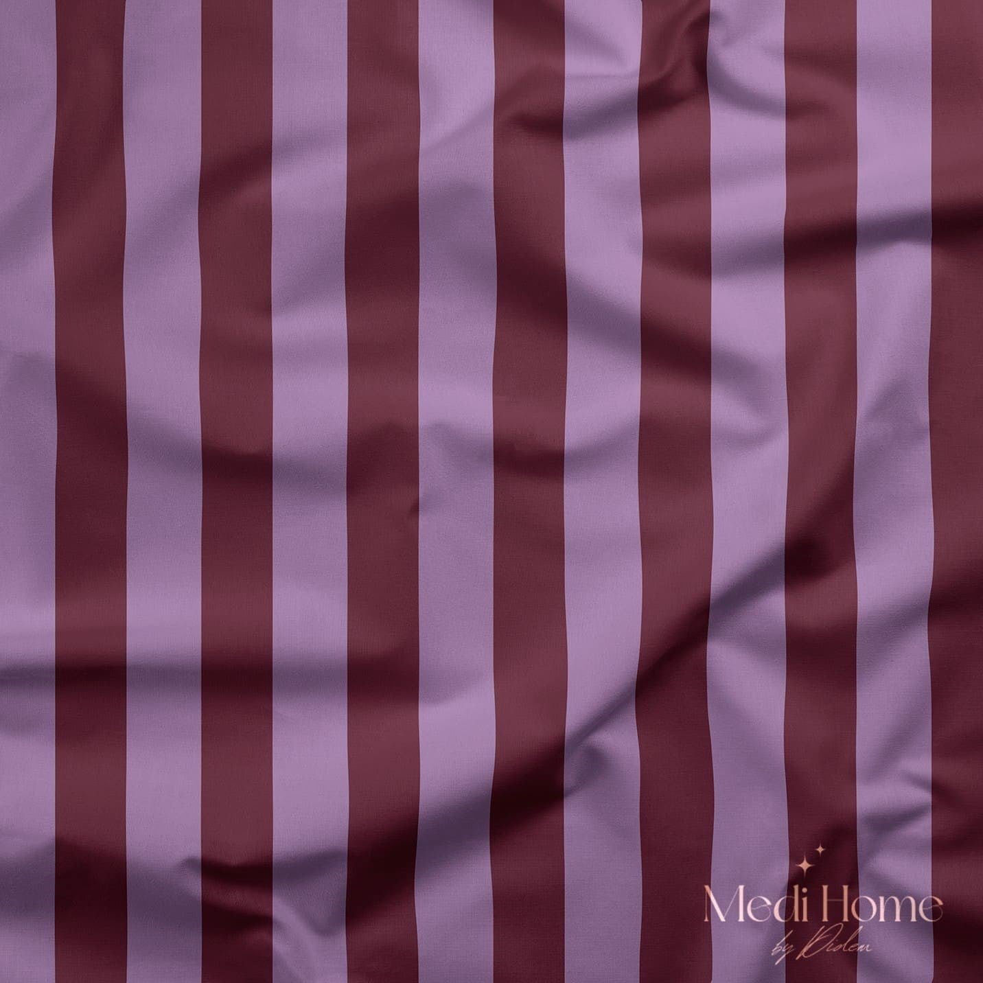 Bordo – Lila 2,5 cm Çizgili Dijital Baskılı Kumaş