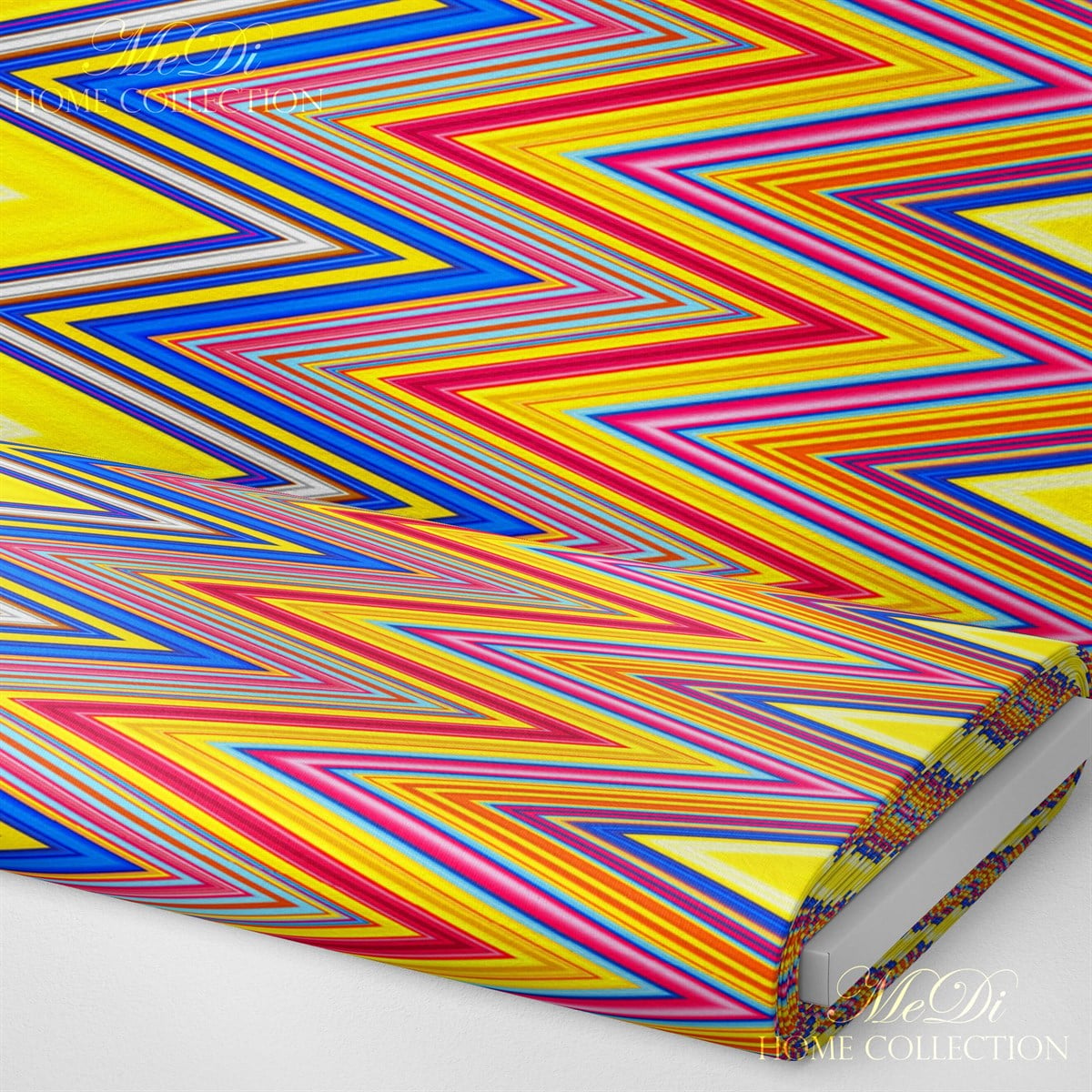 Canlı Renkli Zigzag Desenli Dijital Baskılı Kumaş
