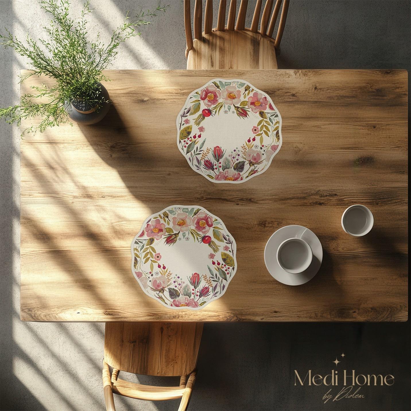 Çiçekli Duygular Çemberi Dijital Baskılı 3'lü Supla Kumaş