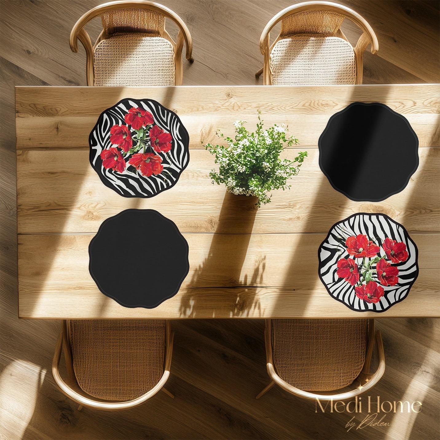 Çiçekli Zebra Dijital Baskılı 6'lı Supla Kumaş