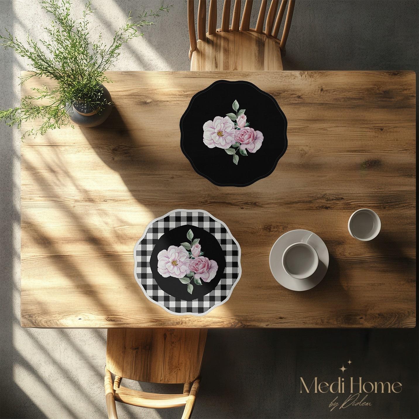 Ekoseyle Sarılmış Güller Dijital Baskılı 6'lı Supla Kumaş