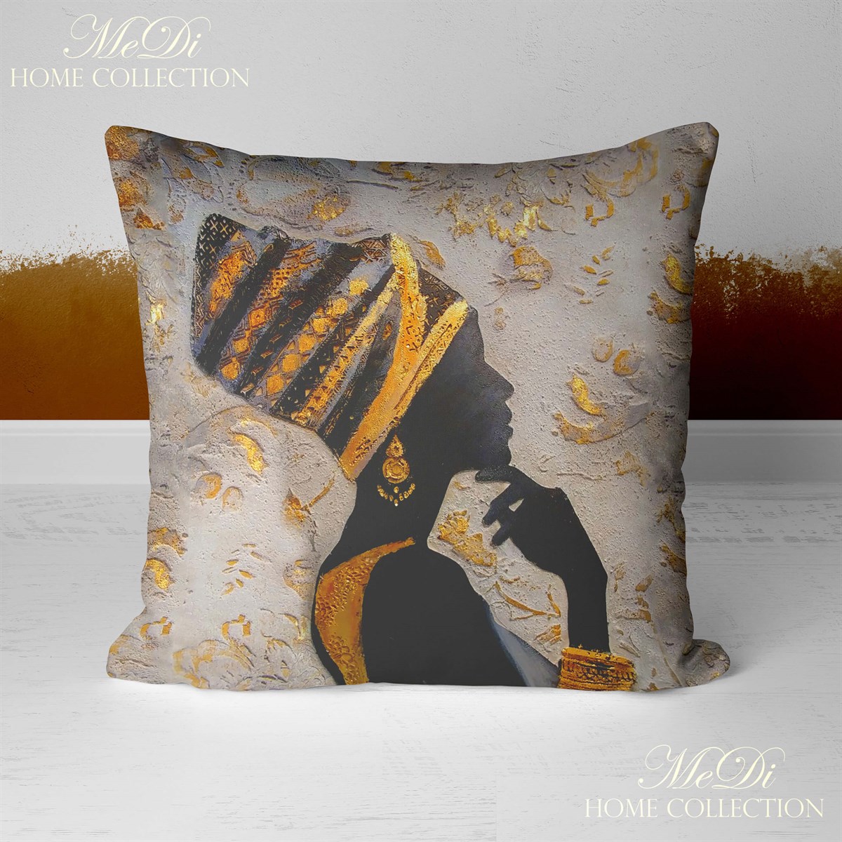 Etnik Kıyafetli Afrikalı Kadın Desenli 3'lü Pano Kumaşı