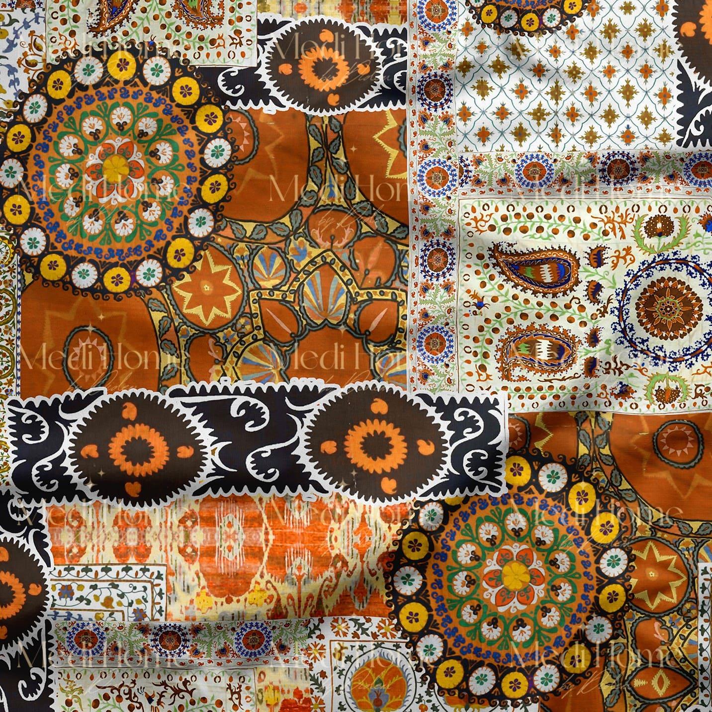 Etnik Mandala Patchwork'un Sıcak Hikâyesi Dijital Baskılı Kumaş