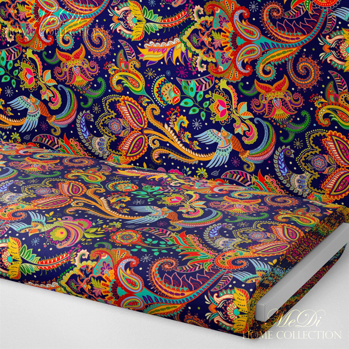 Etnik Motif, Kuş Desenli Dijital Baskılı Kumaş