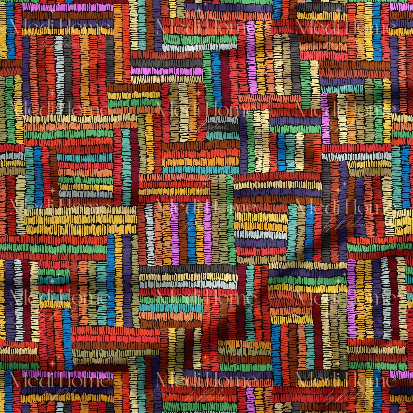 Etnik Patchwork Renklerin Gücü Dijital Baskılı Kumaş