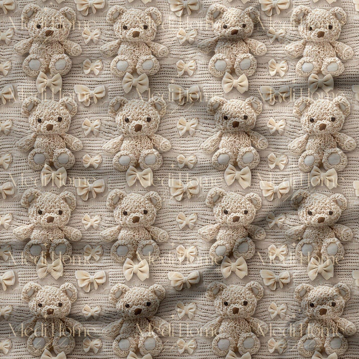 Fiyonklar Arasında Teddy Masalı Dijital Baskılı Kumaş