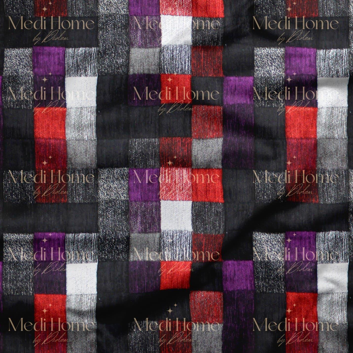 Gece Tonlarında Patchwork Dokuma Dijital Baskılı Kumaş