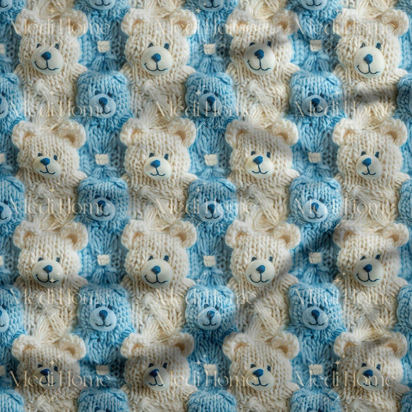İlmek İlmek Teddy Dostluğu Dijital Baskılı Kumaş
