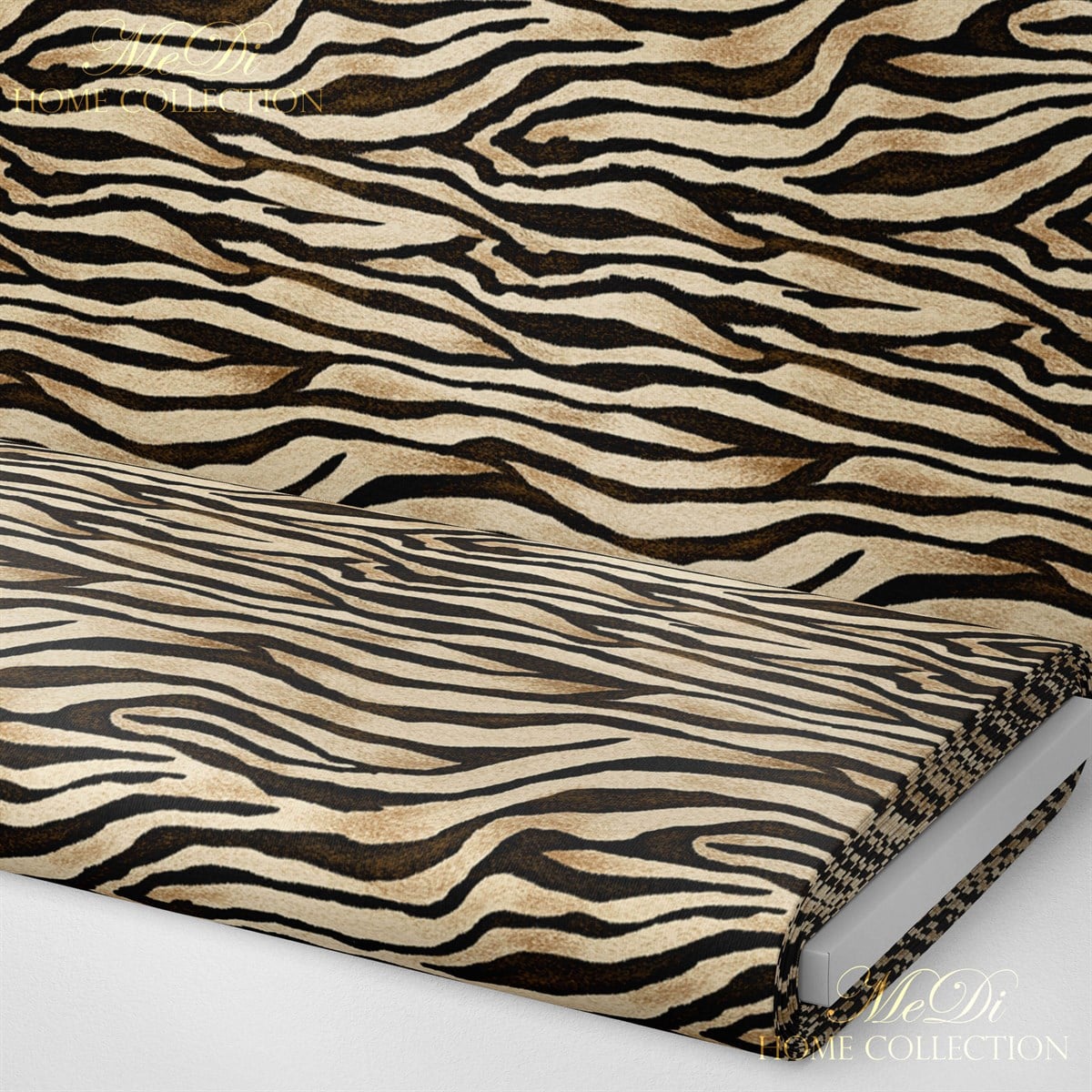 Kahverengi Zebra Desenli Dijital Baskılı Kumaş