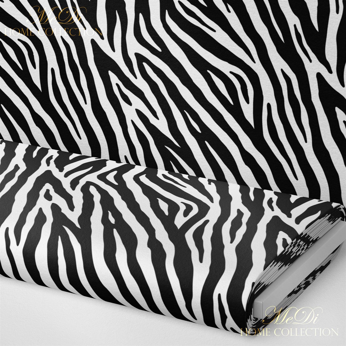Kalın Çizgili Zebra Desenli Dijital Baskılı Kumaş