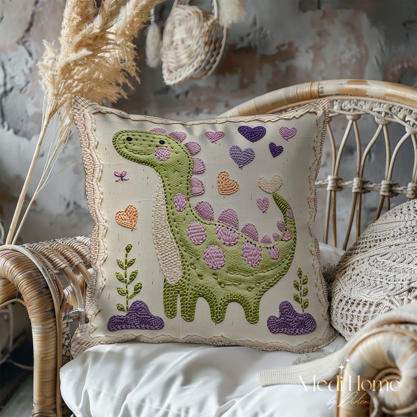 Kalplerle Süslü Dino Masalı 3'lü Pano Kumaşı