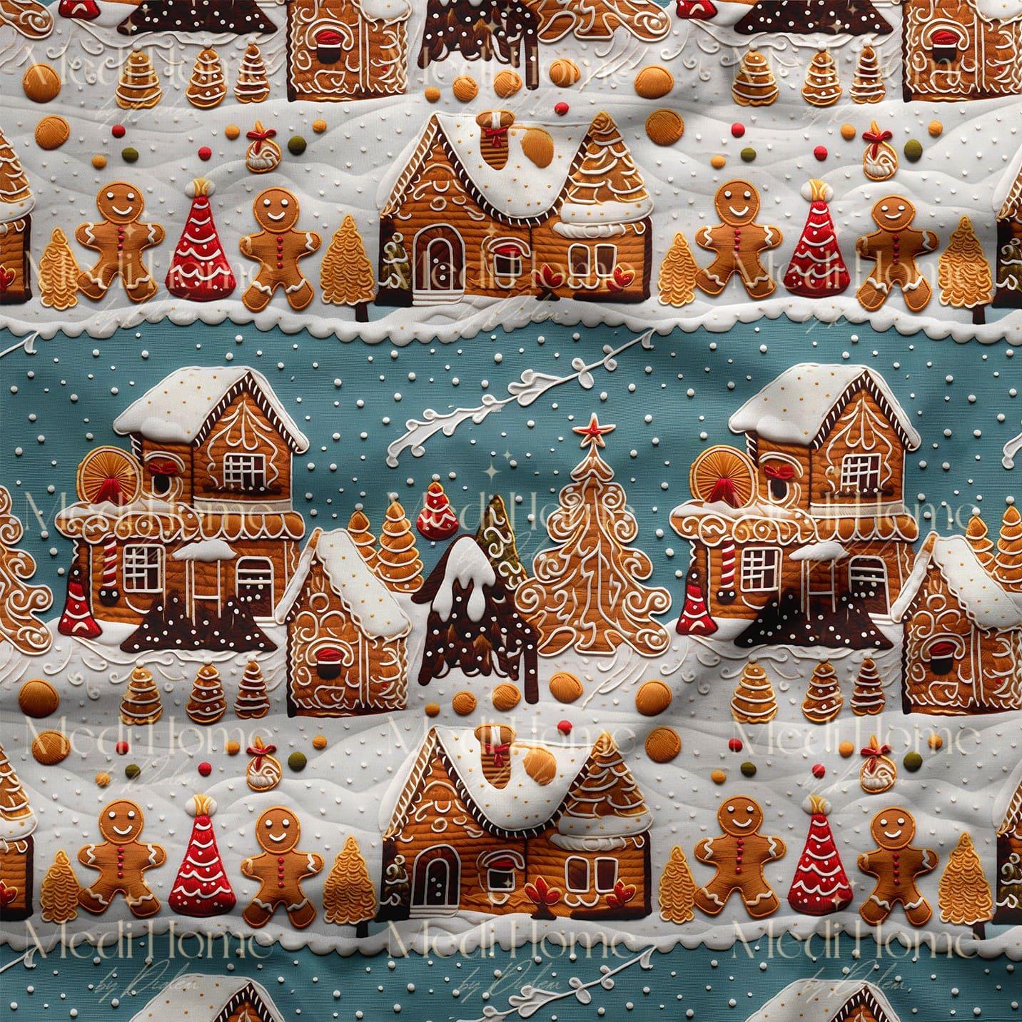 Karamel Tepelerinde Gingerbread Masalı Dijital Baskılı Kumaş