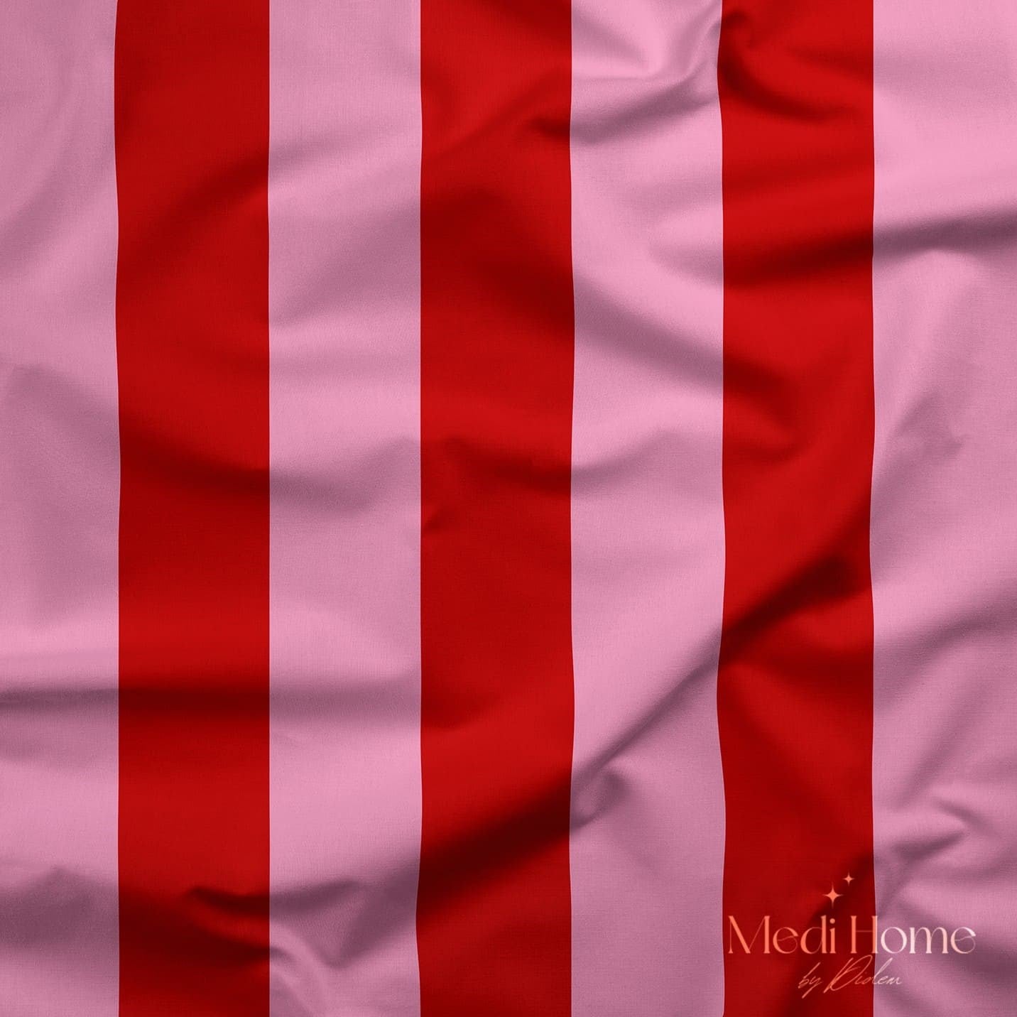 Kırmızı – Pembe Çizgili Dijital Baskılı Kumaş