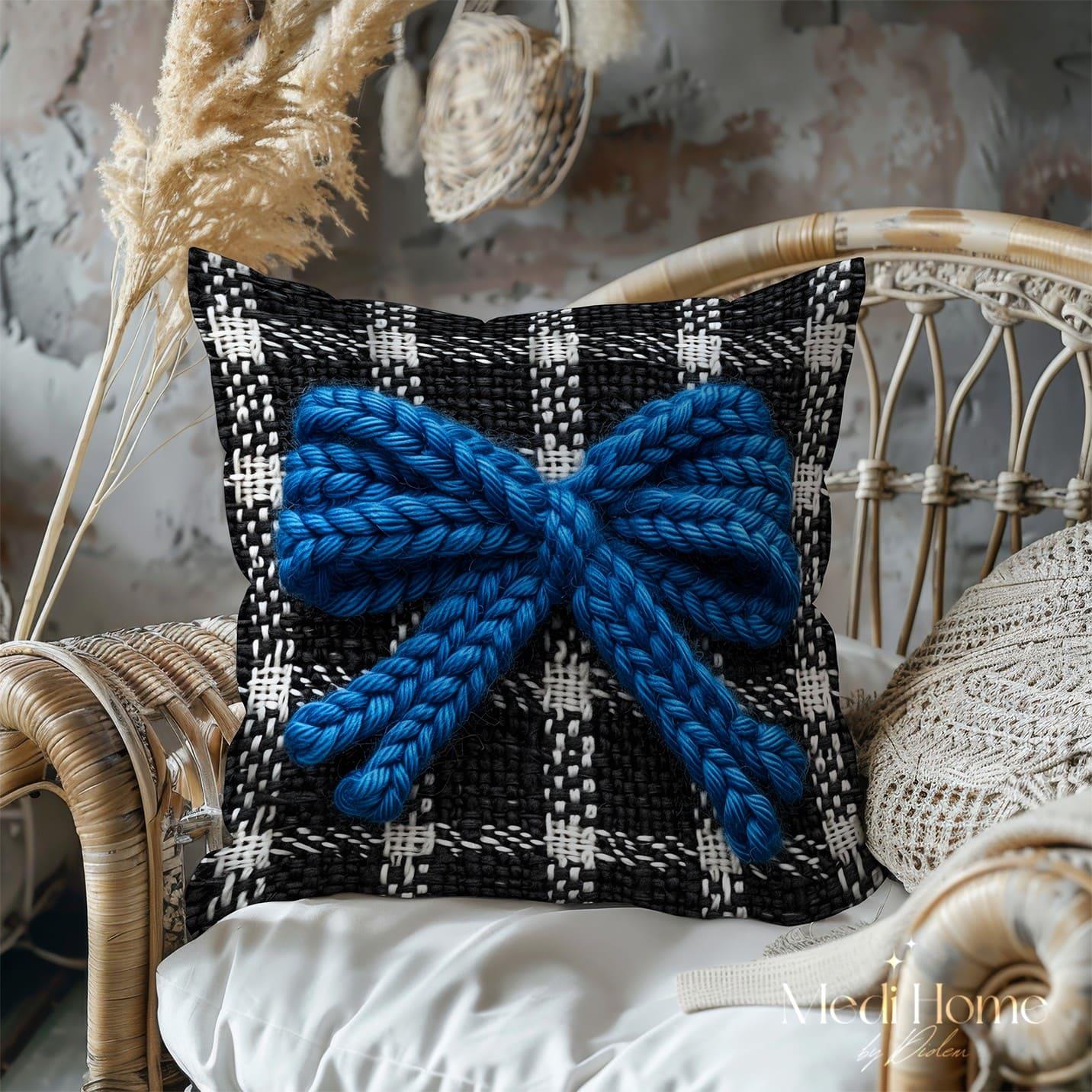 Kobalt Mavinin 3 Boyutlu Düğümlü Dansı 3'lü Pano Kumaşı