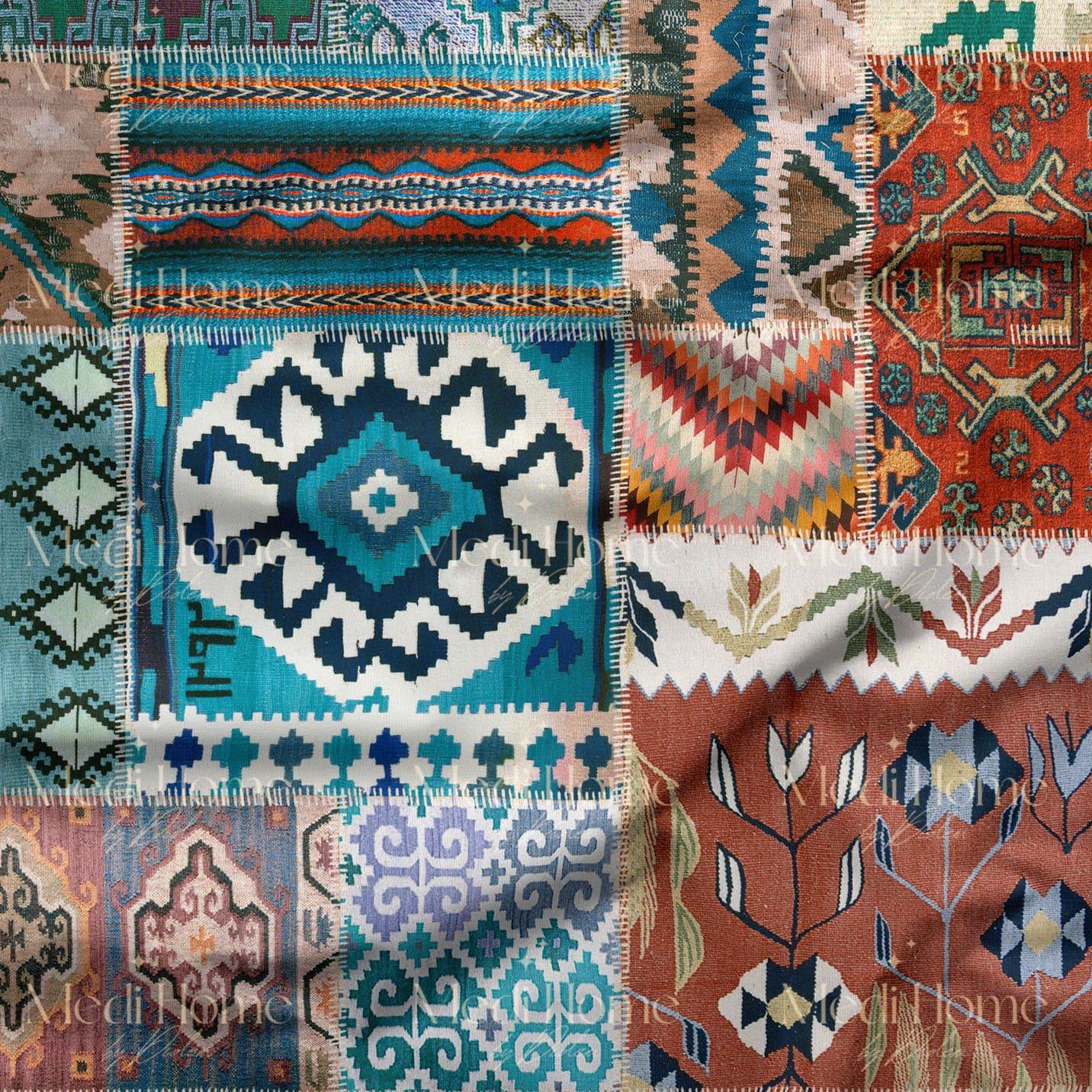 Köylerin Renkli Kilim Hikâyesi Dijital Baskılı Kumaş