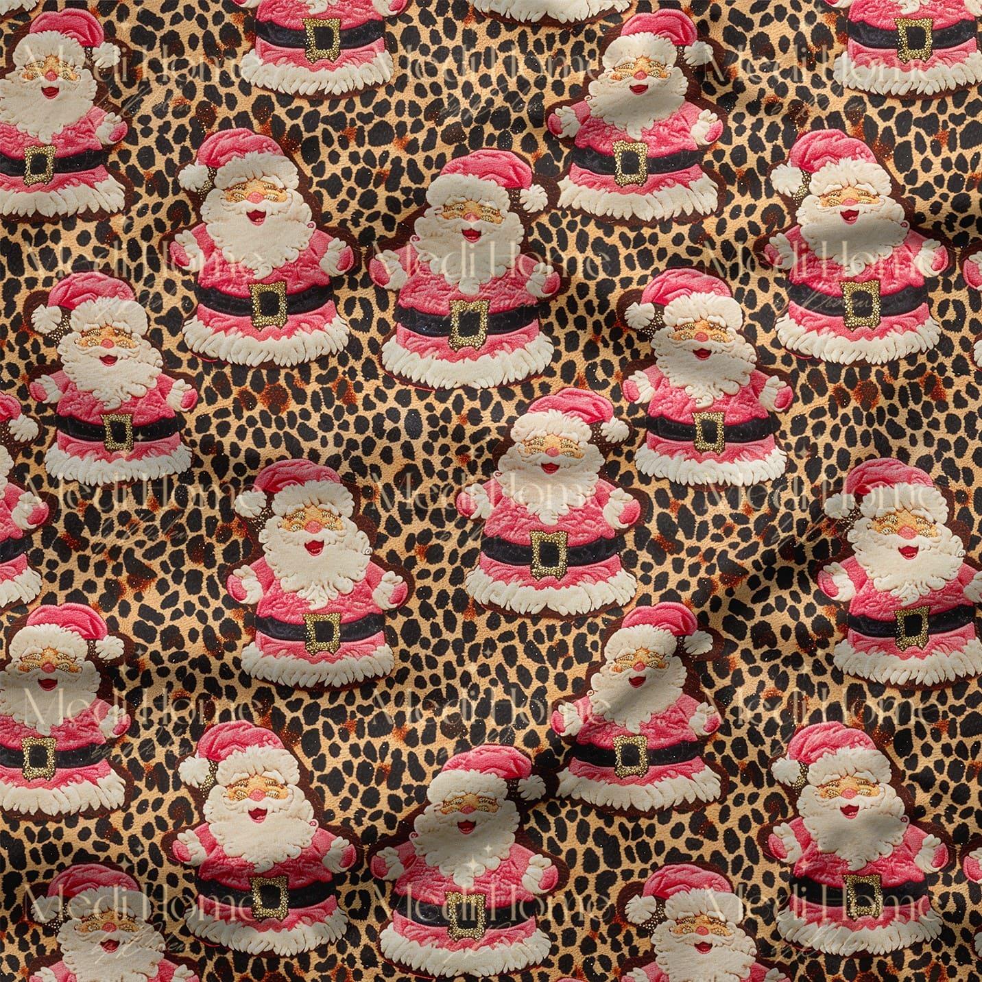 Leoparın Yılbaşı Neşesi – 3D Santa Show Dijital Baskılı Kumaş