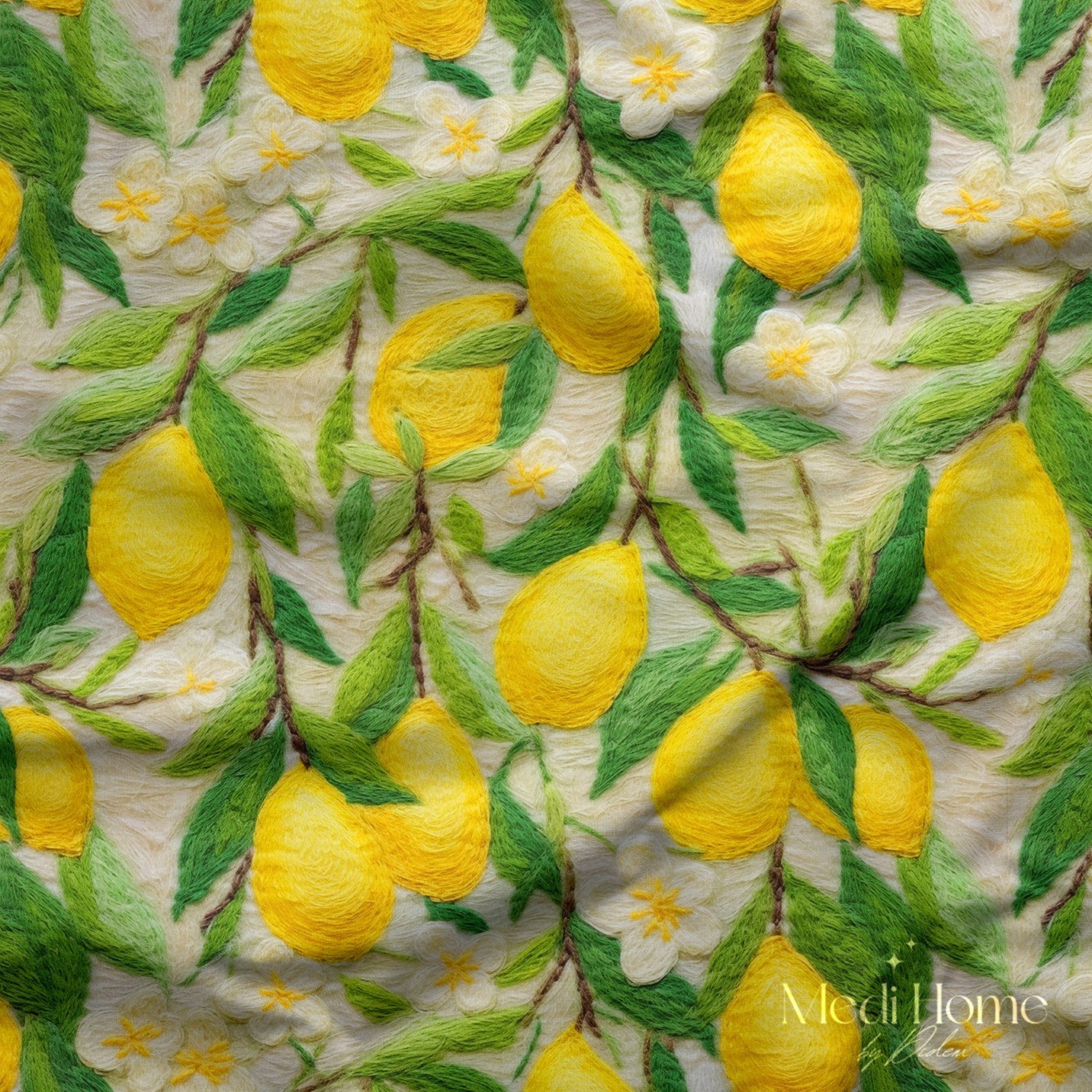 Limon Bahçesinin Ferah Neşesi Dijital Baskılı Kumaş