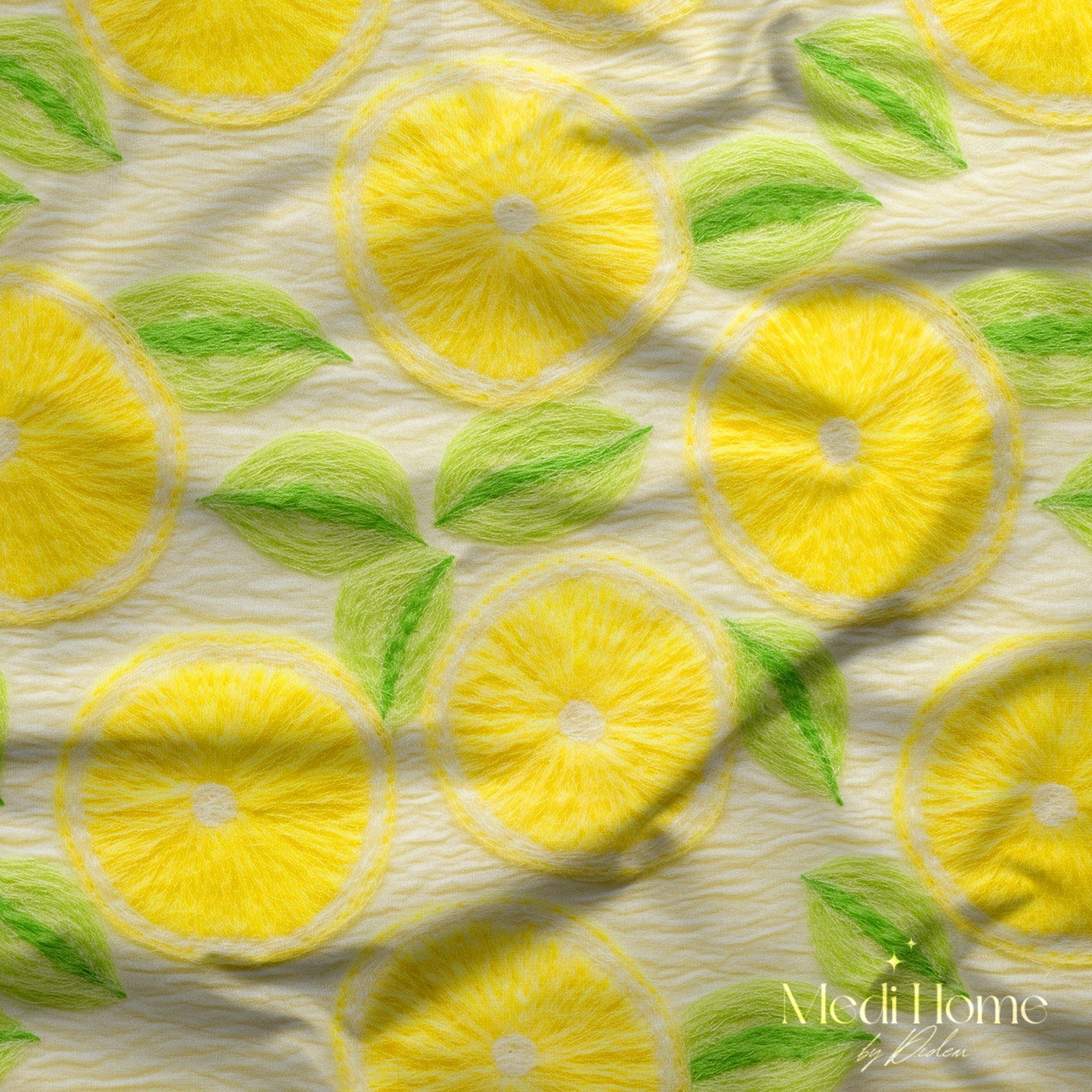 Limon Bahçesinin Işıltılı Neşesi Dijital Baskılı Kumaş