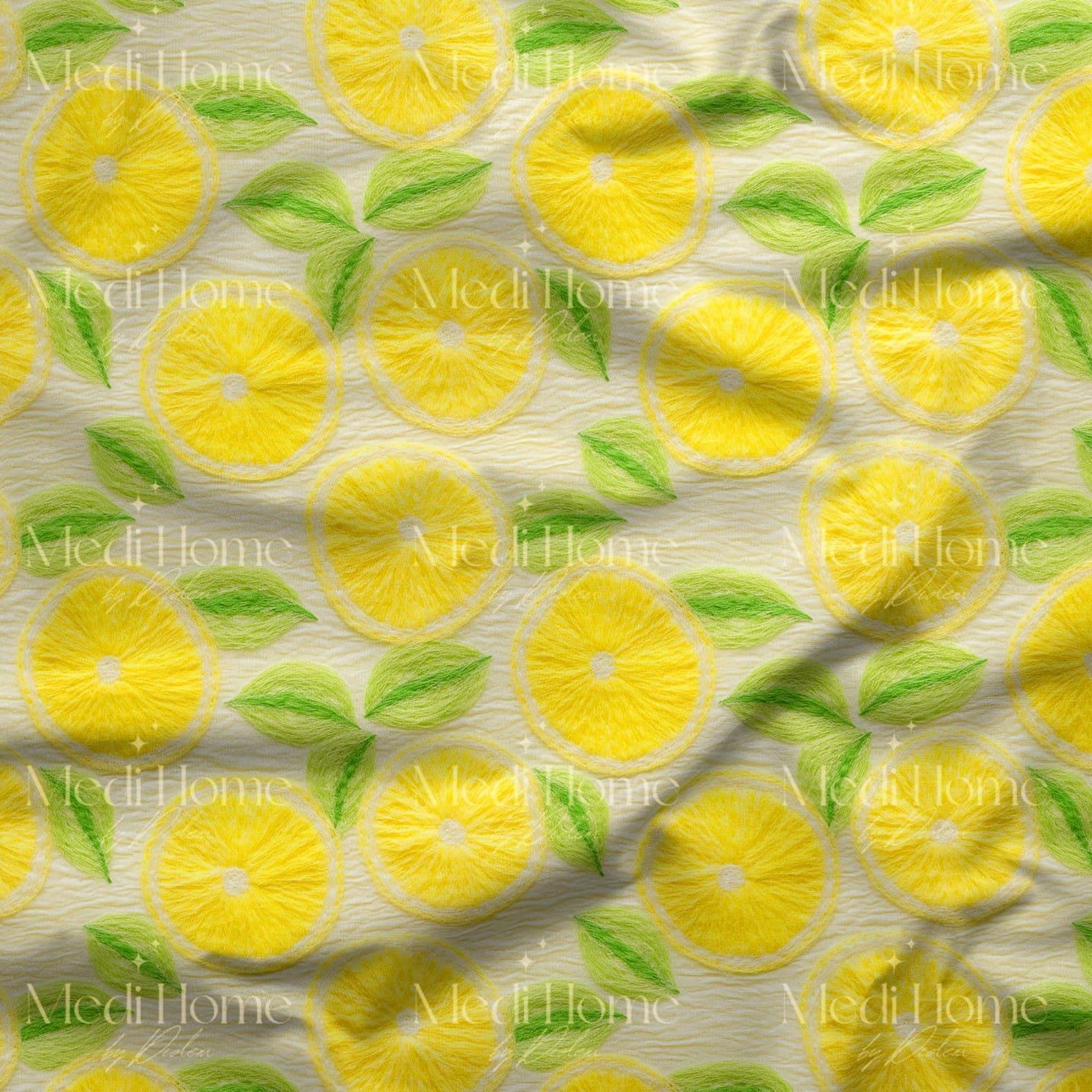 Limon Bahçesinin Işıltılı Neşesi Dijital Baskılı Kumaş