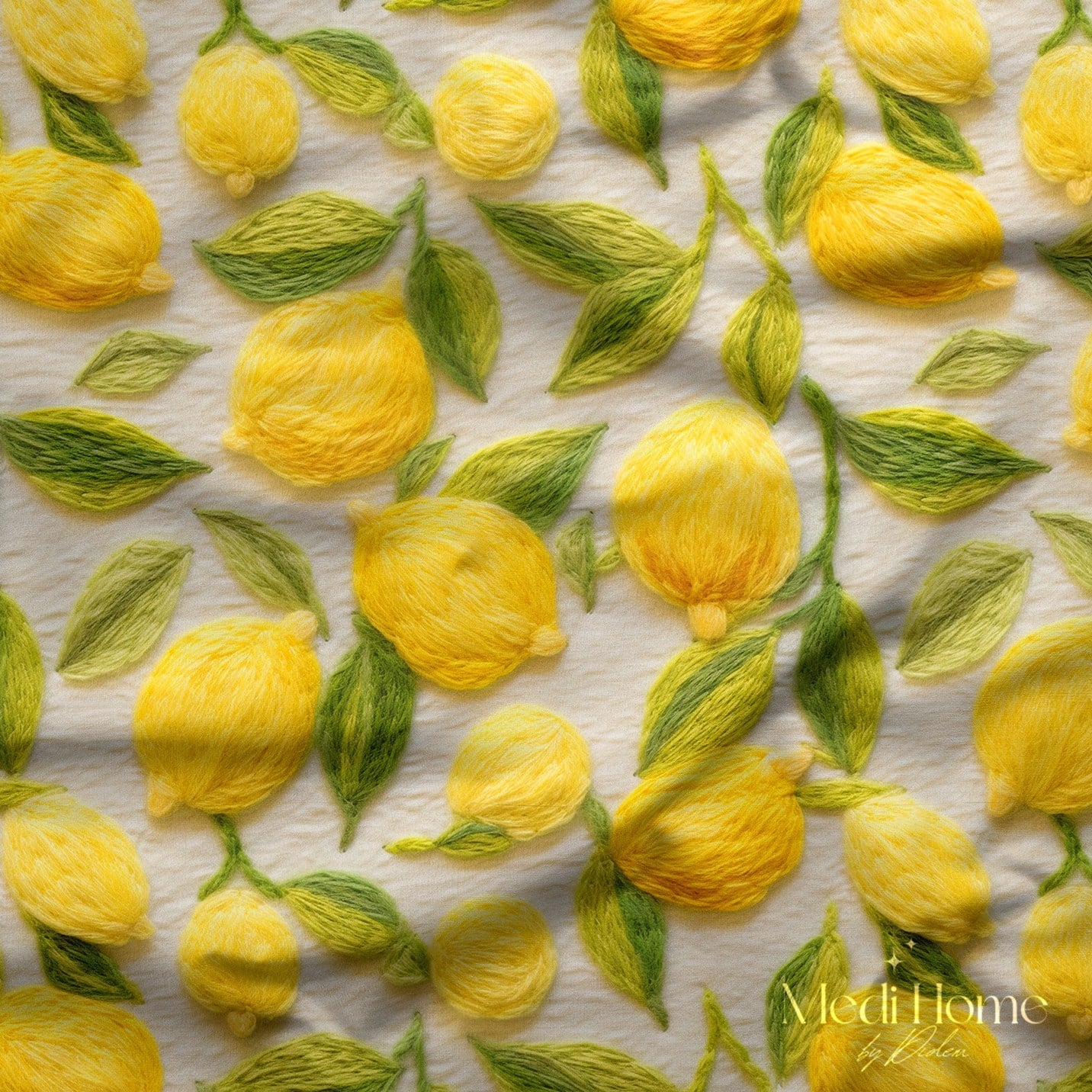 Limon Bahçesinin Yumuşak Işıltısı Dijital Baskılı Kumaş