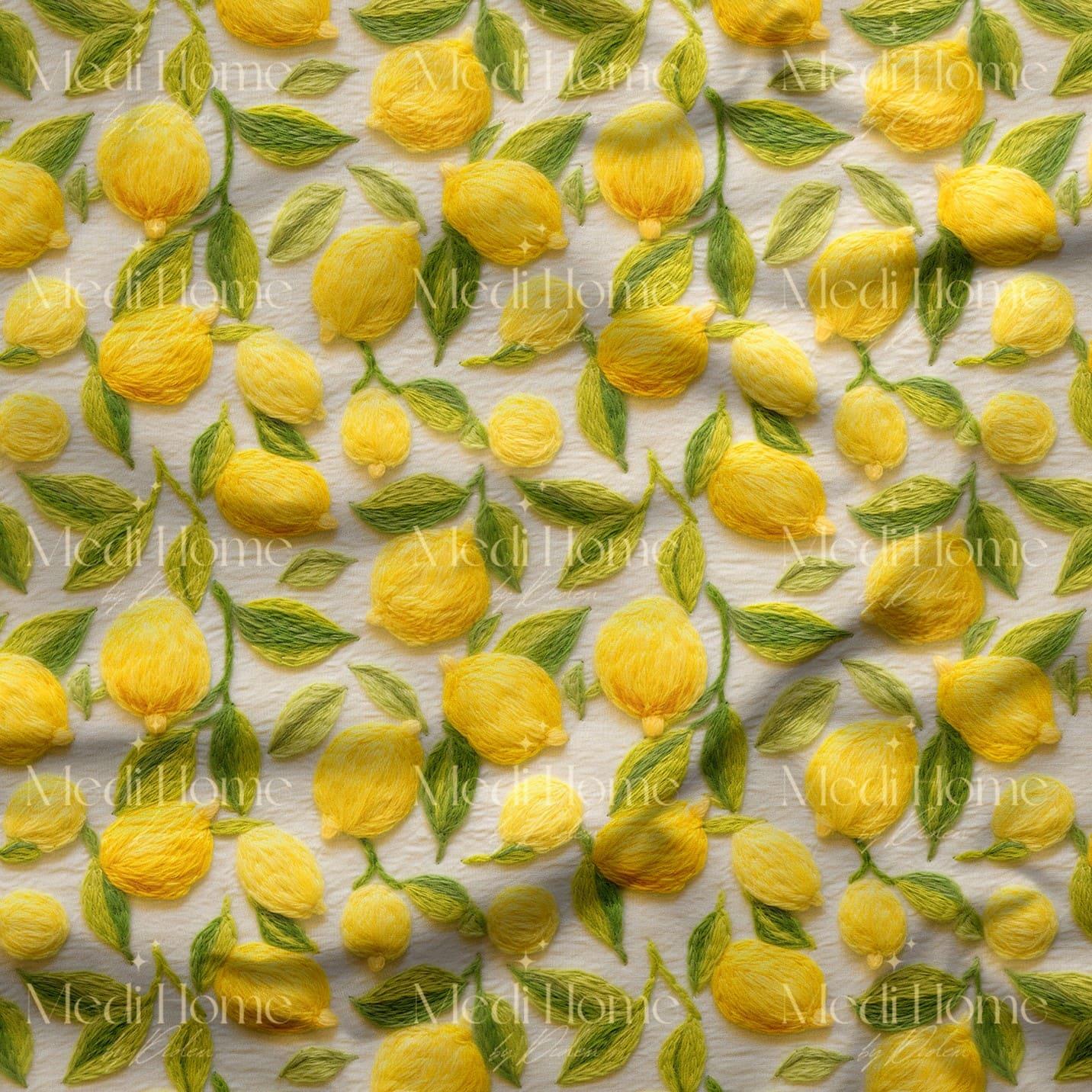 Limon Bahçesinin Yumuşak Işıltısı Dijital Baskılı Kumaş