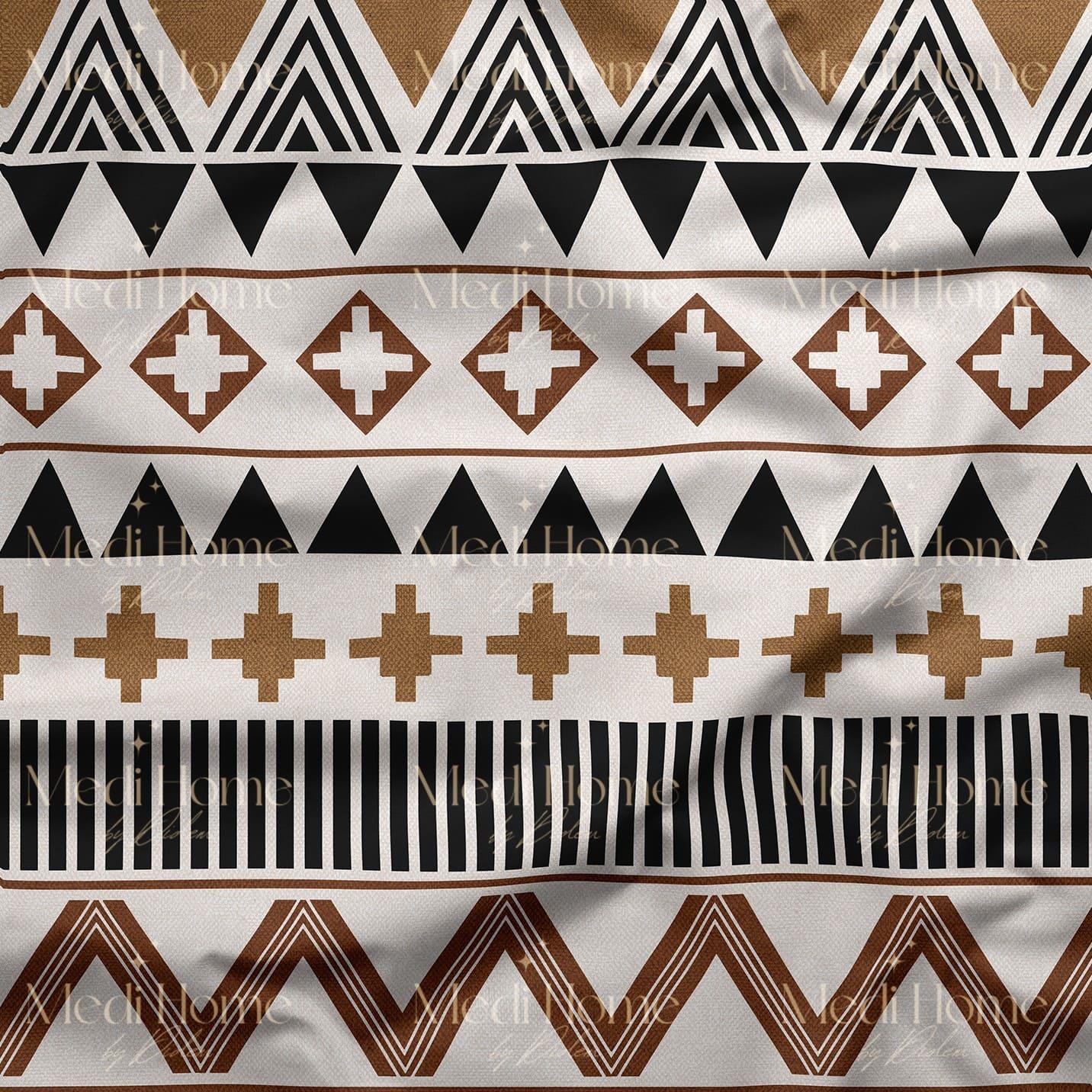 Minimal Etnik Çizgilerin Dengesi Dijital Baskılı Kumaş