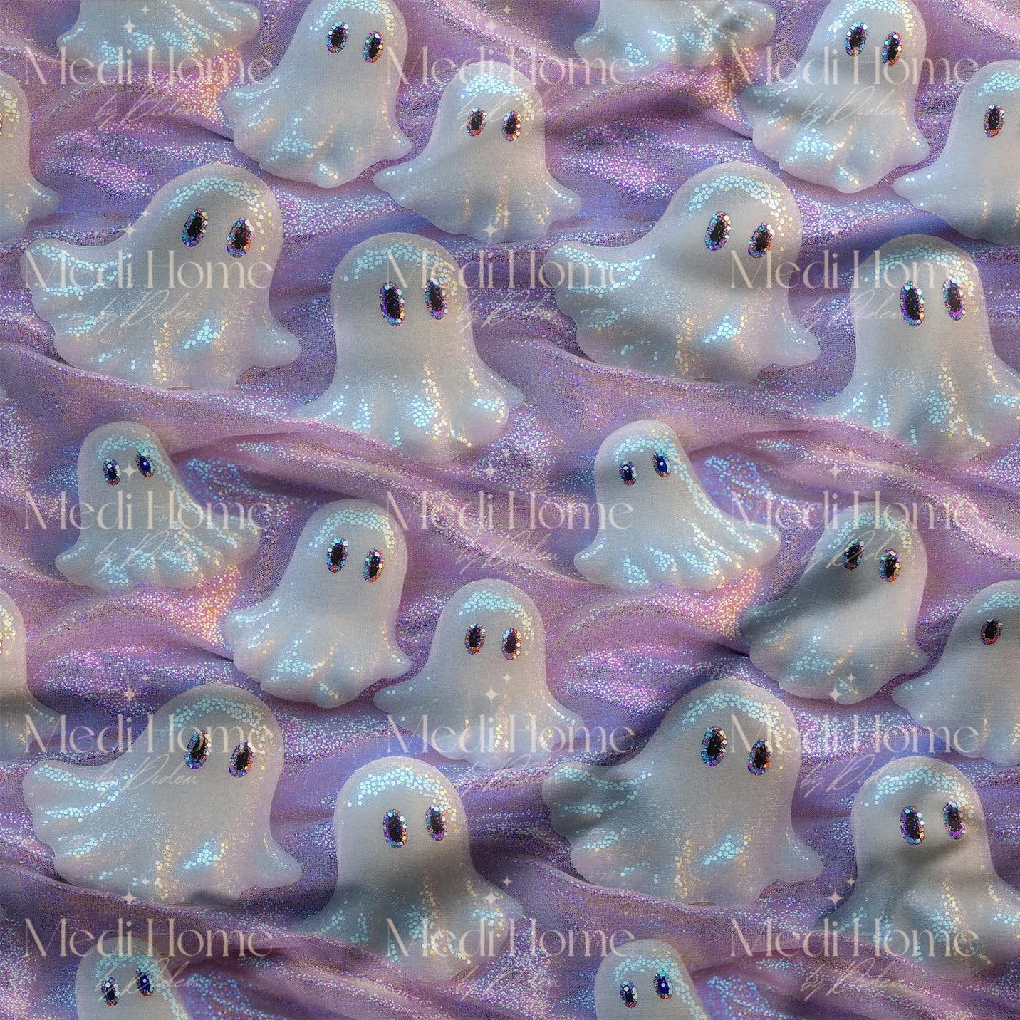 Mor Işıltılı Hayalet Dalgası Dijital Baskılı Kumaş