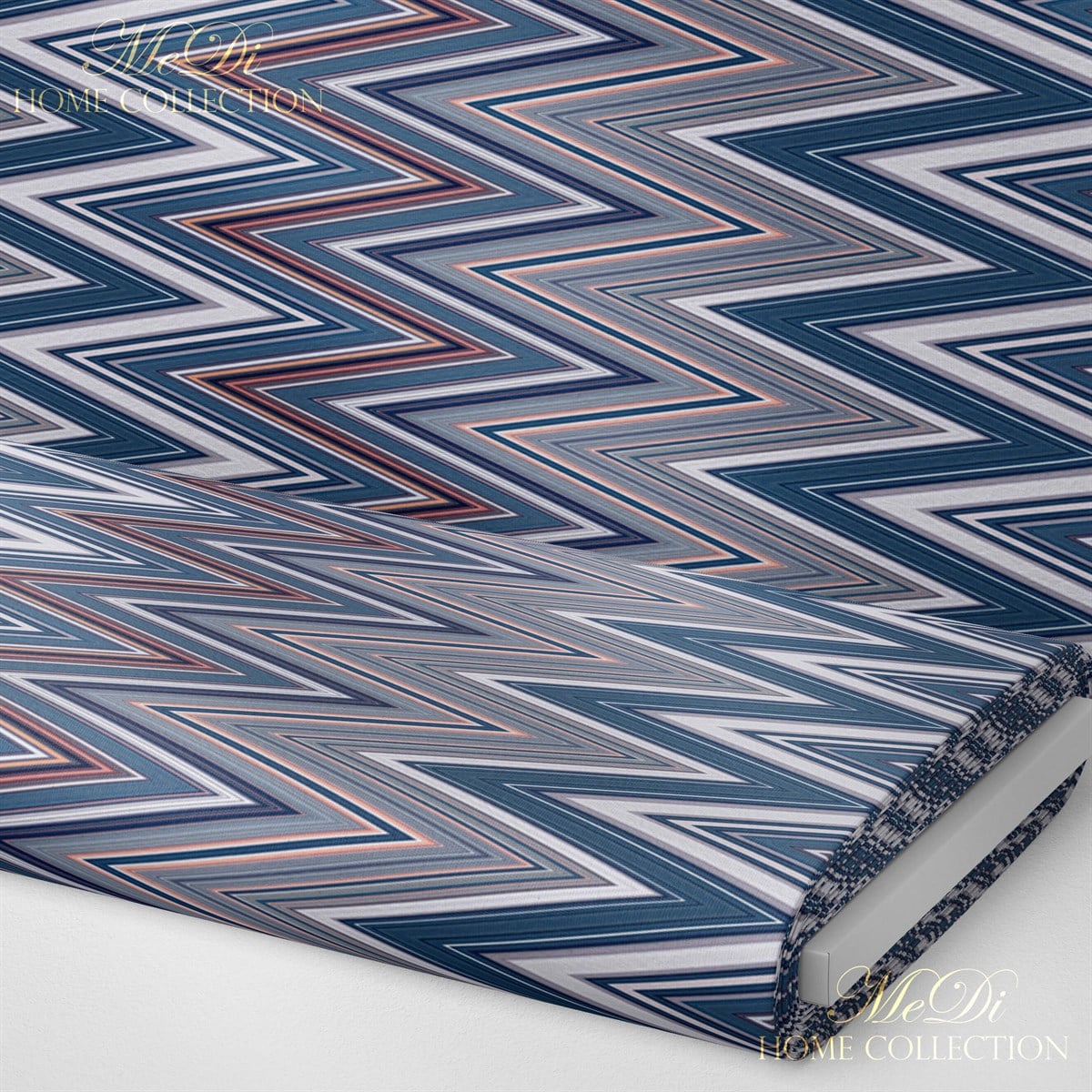 Mor-Mavi Zigzag Desenli Dijital Baskılı Kumaş