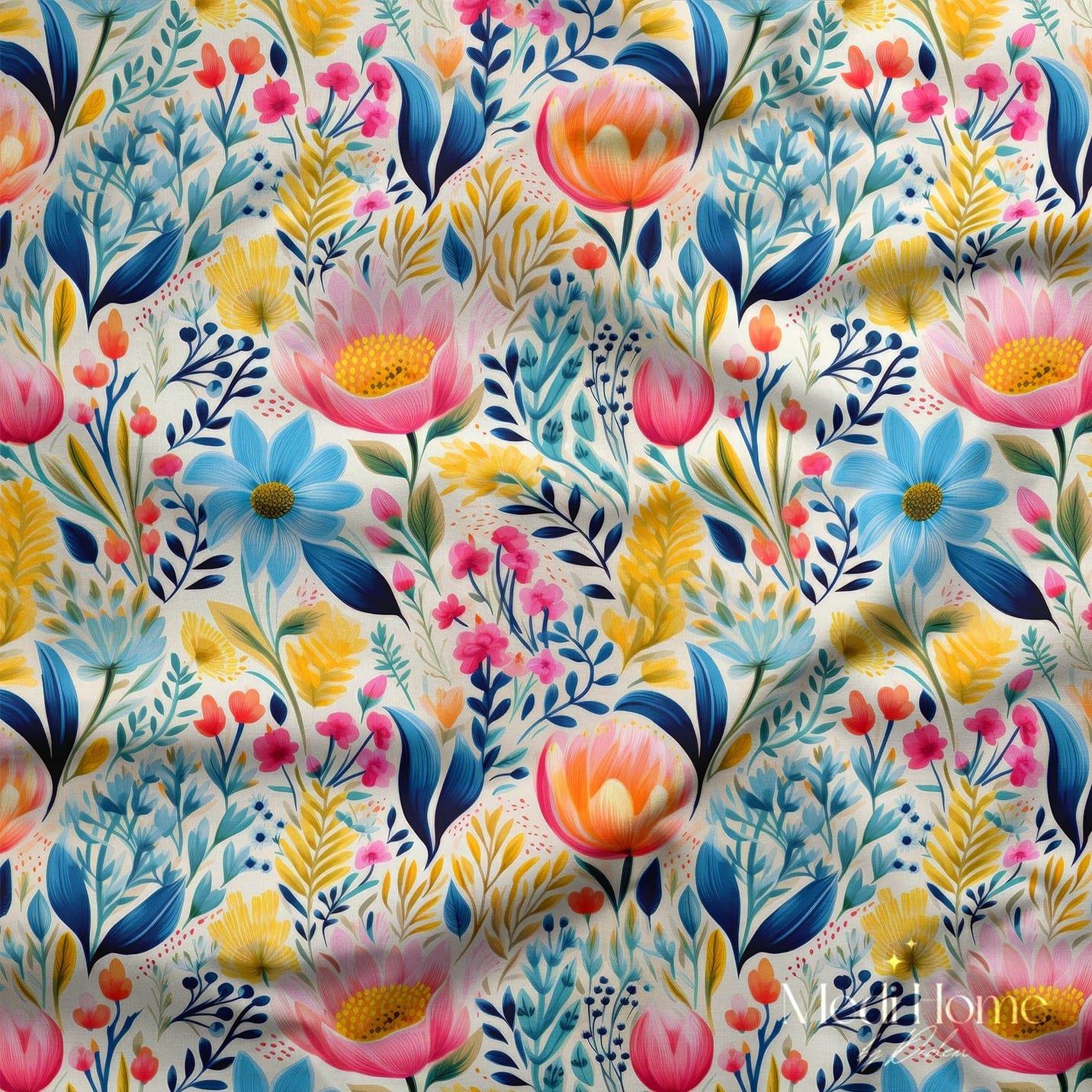 Neşeli Çiçekler Orkestrası Dijital Baskılı Kumaş