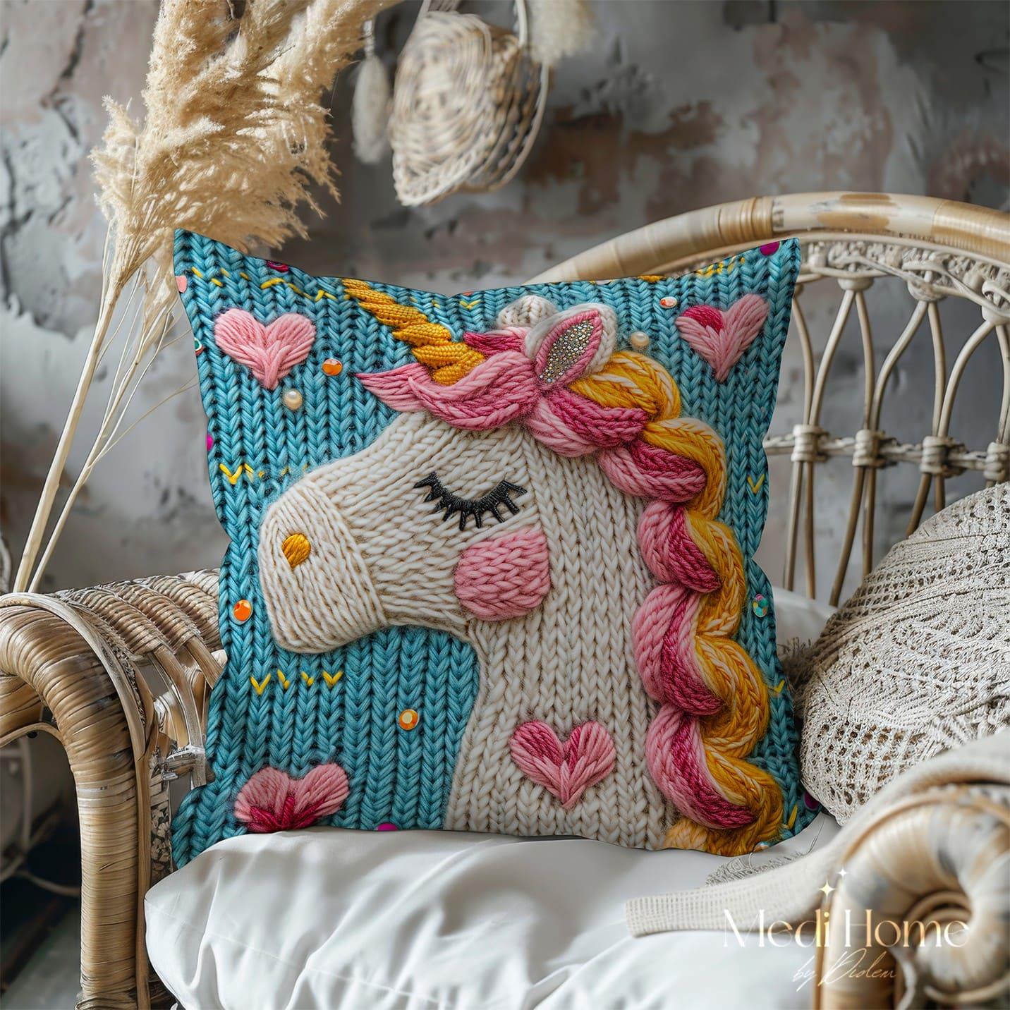 Örgü Dokunuşlarla Unicorn Rüyası 3'lü Pano Kumaşı