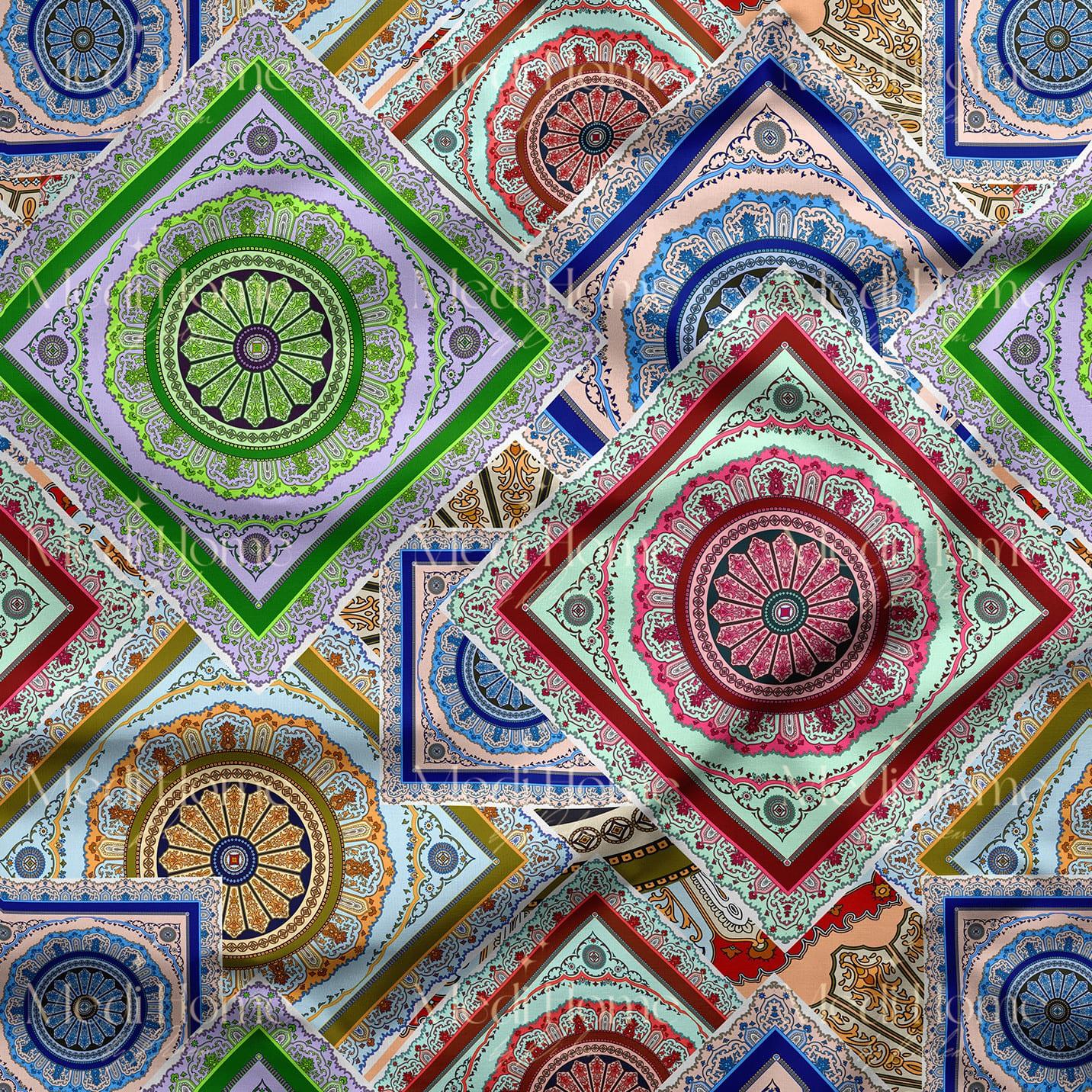 Osmanlı Motiflerinin Renkli Patchwork Rüyası Dijital Baskılı Kumaş