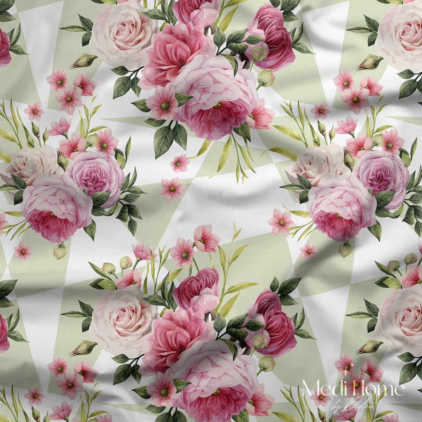 Pastel Geometrinin Pembe Bahçesi Dijital Baskılı Kumaş