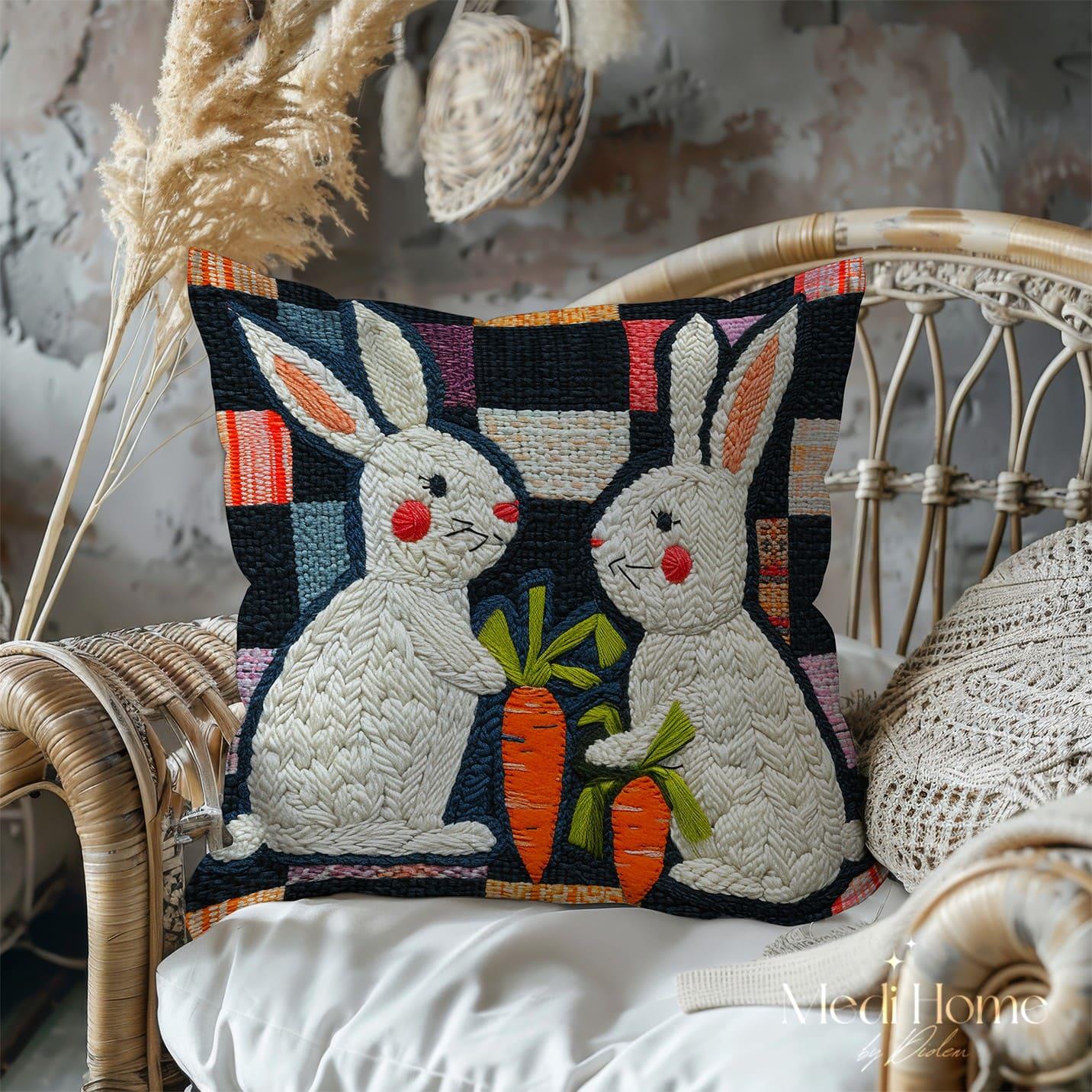 Patchwork Bahçesinde 3 Boyutlu Havuçlu Tavşan Masalı 3'lü Pano Kumaşı