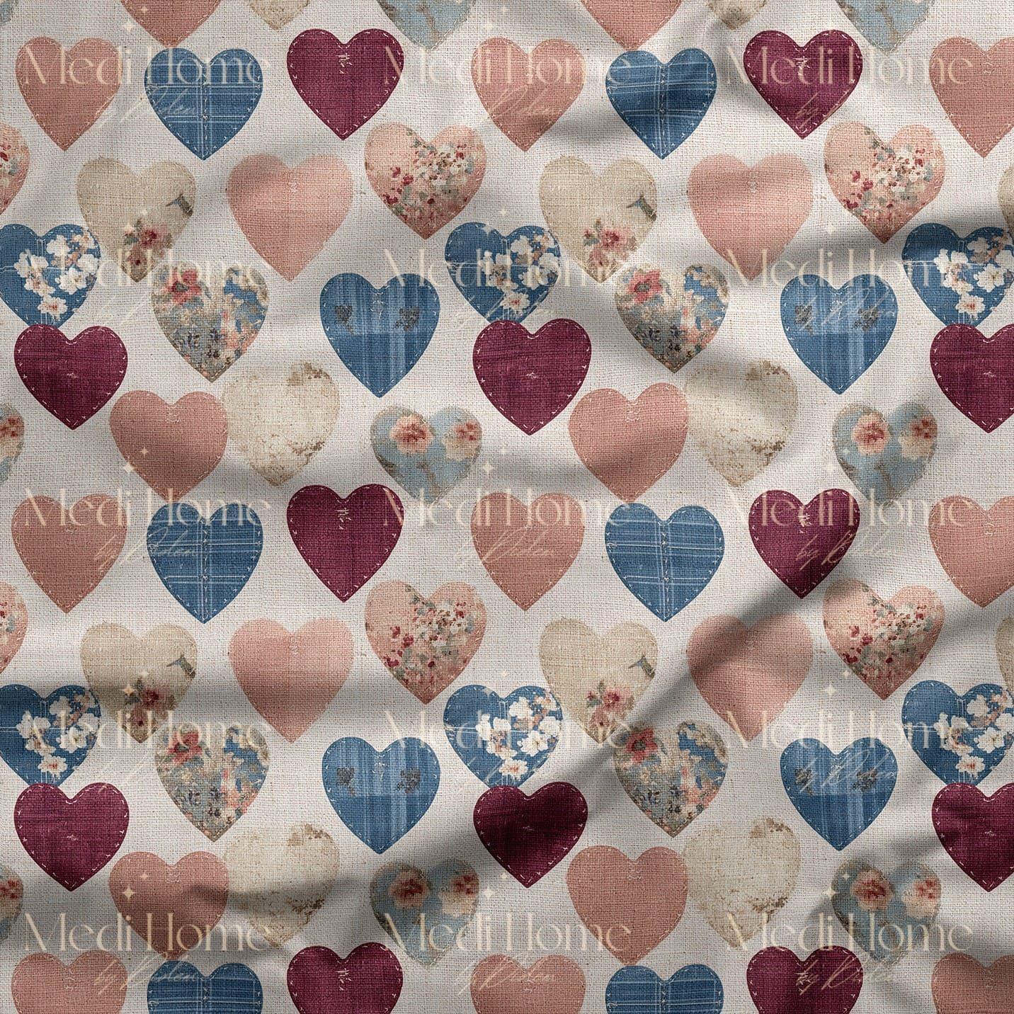Patchwork Kalpler – Country Romantik Kalpli Dijital Baskılı Kumaş