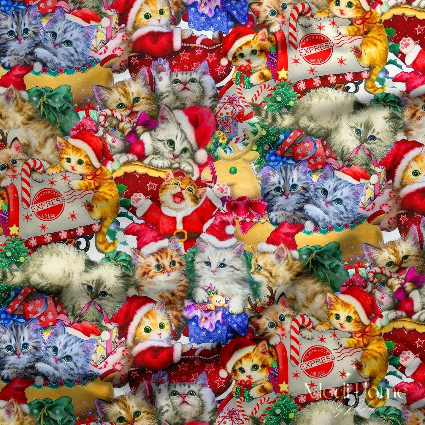 Patiyle Sarılmış Yılbaşı Dijital Baskılı Kumaş