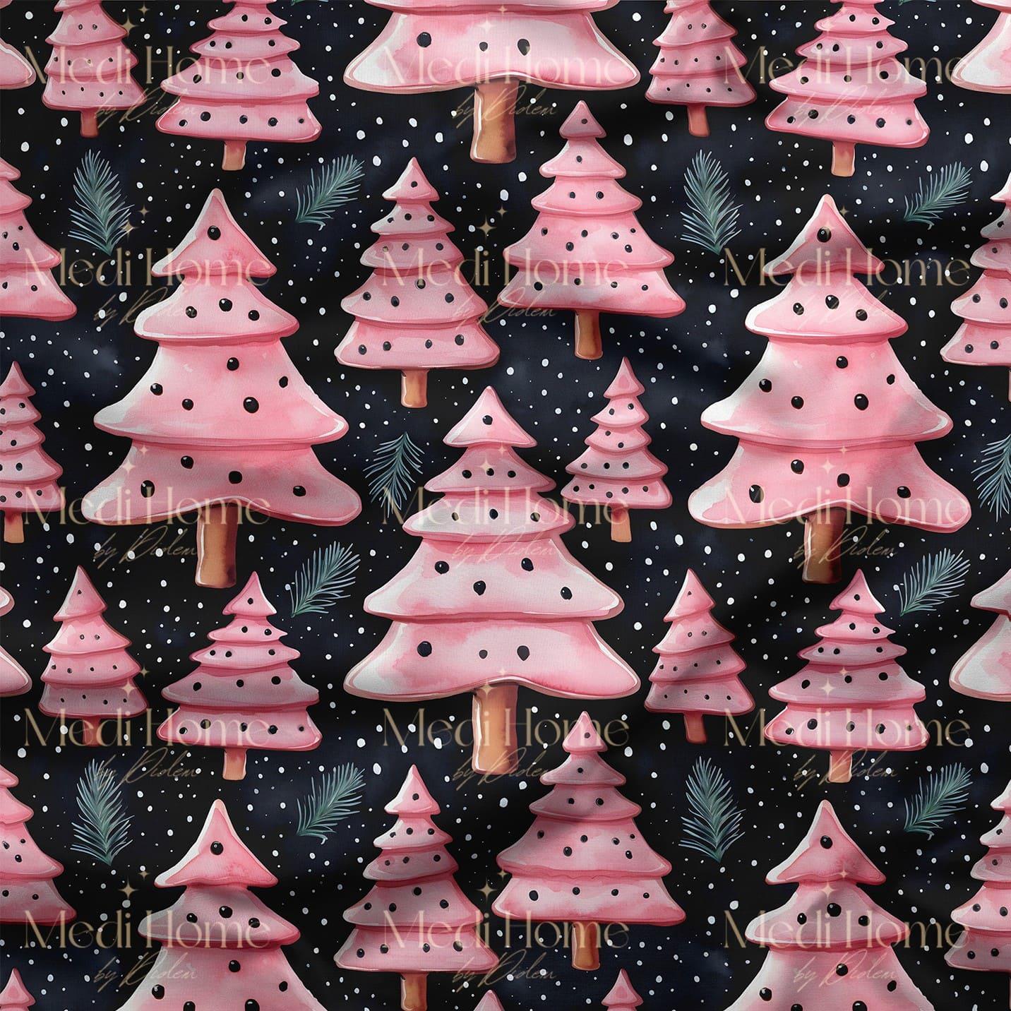 Pembe Şeker Ağacı Masalı Dijital Baskılı Kumaş