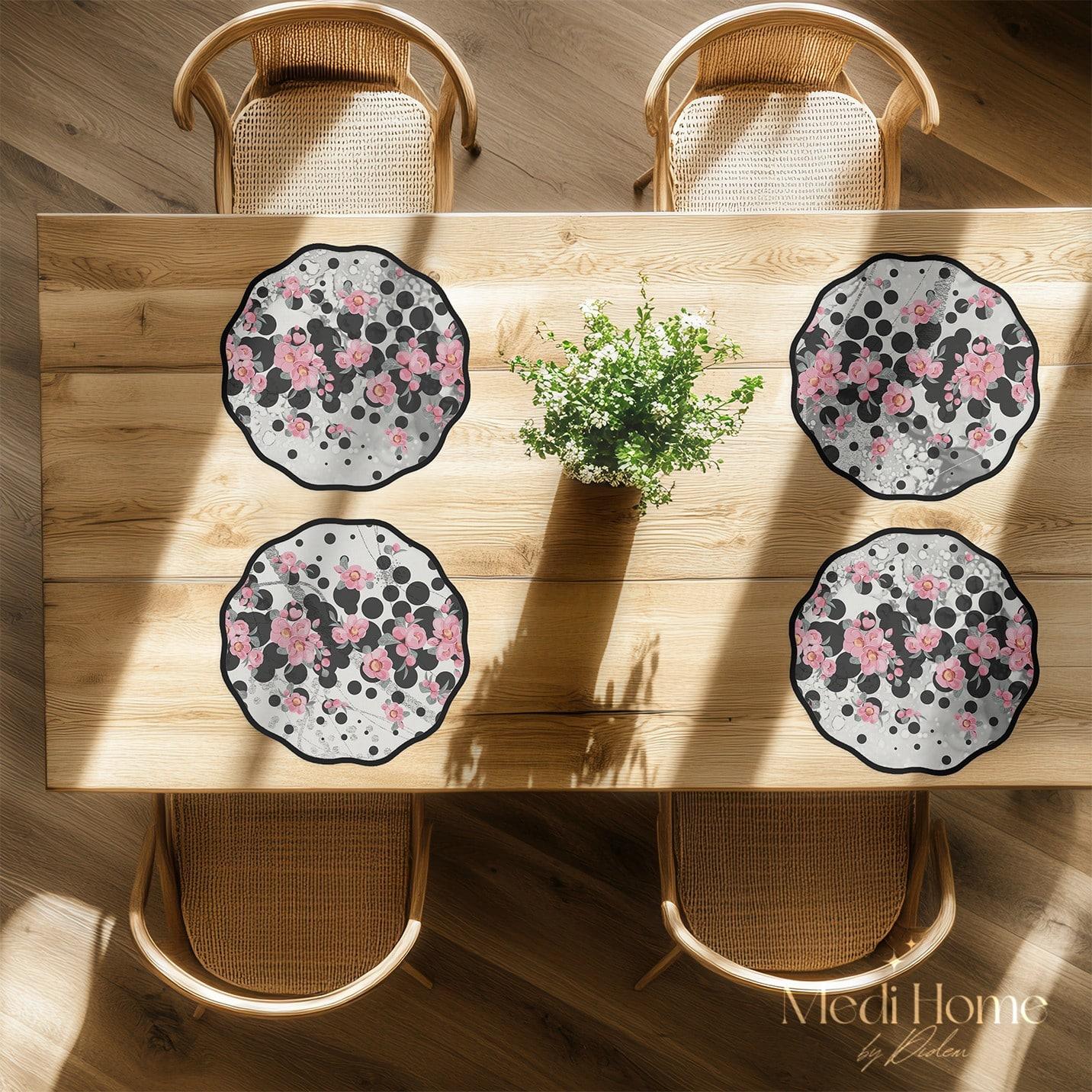 Puantiyeli Sakura Rüyası Dijital Baskılı 6'lı Supla Kumaş