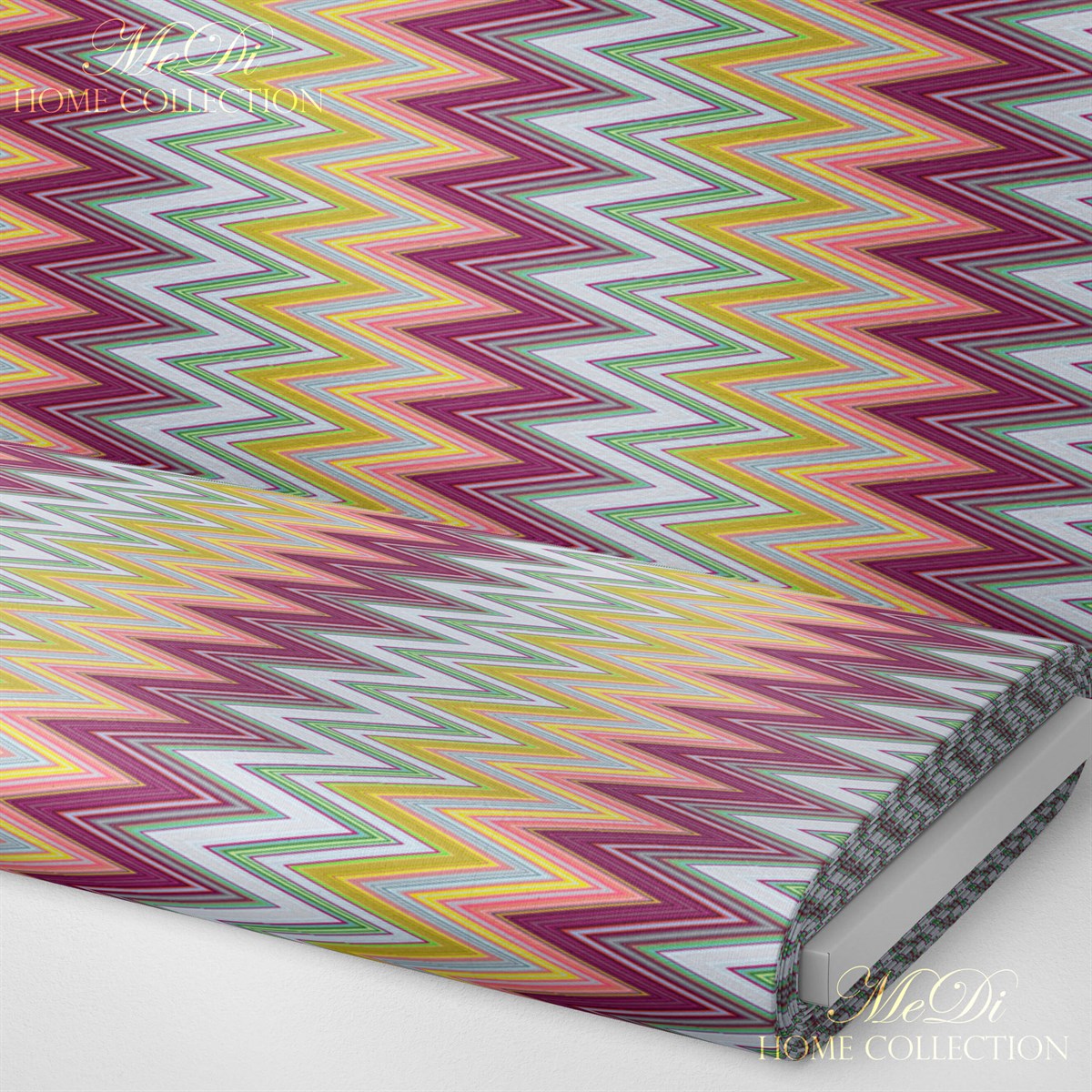 Rengarenk Zigzag Desenli Dijital Baskılı Kumaş