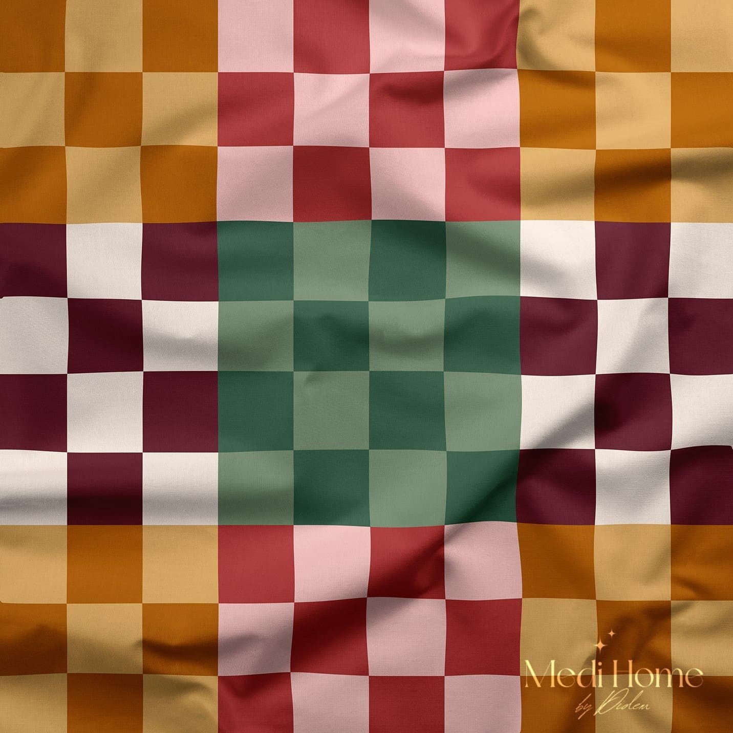 Renk Bloklarının Neşeli Patchwork Oyunu Dijital Baskılı Kumaş