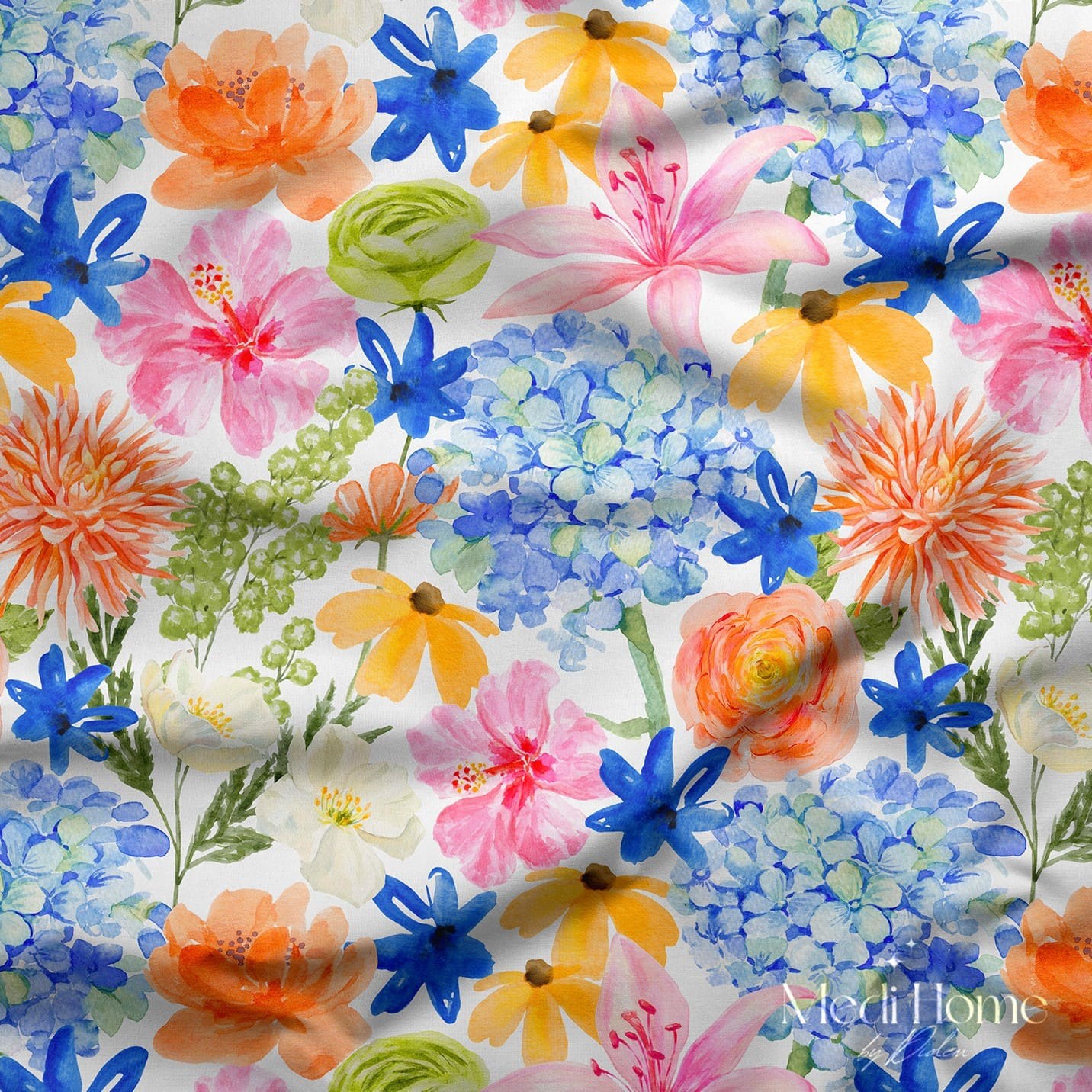Renk Cümbüşü Çiçek Bahçesi Dijital Baskılı Kumaş