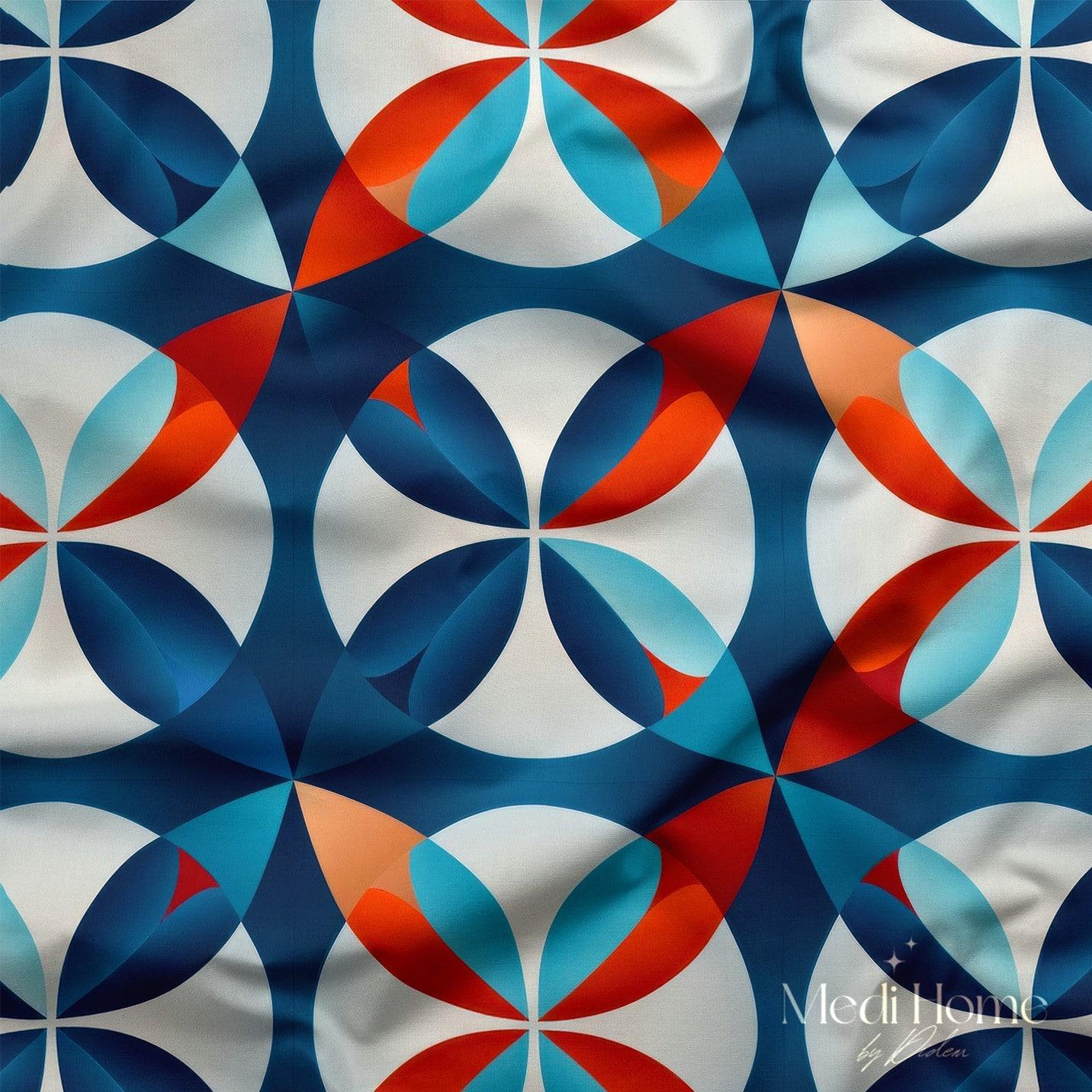 Renklerin Geometrik Dansı Dijital Baskılı Kumaş