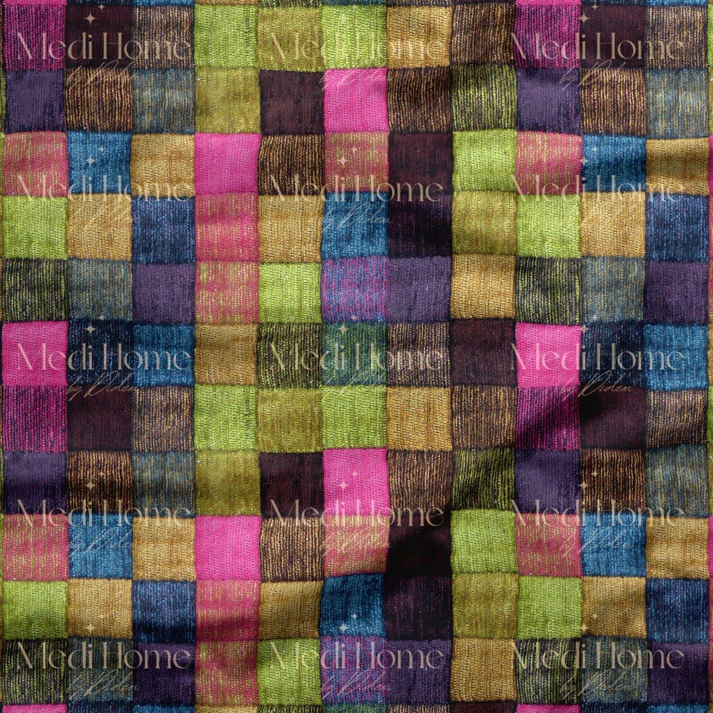 Renklerin Patchwork Şöleni Dijital Baskılı Kumaş