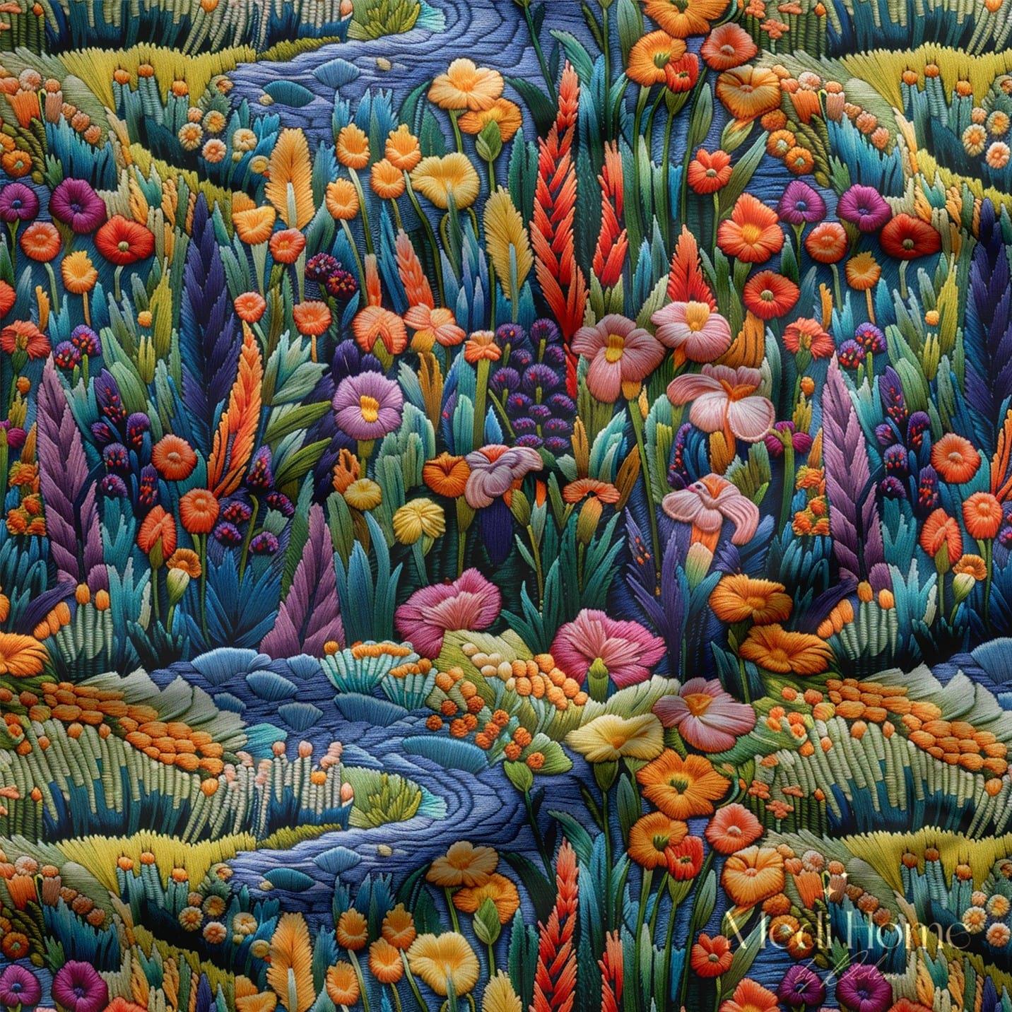 Renklerin Senfonisi: Çiçeklerle 3D Orman Dijital Baskılı Kumaş