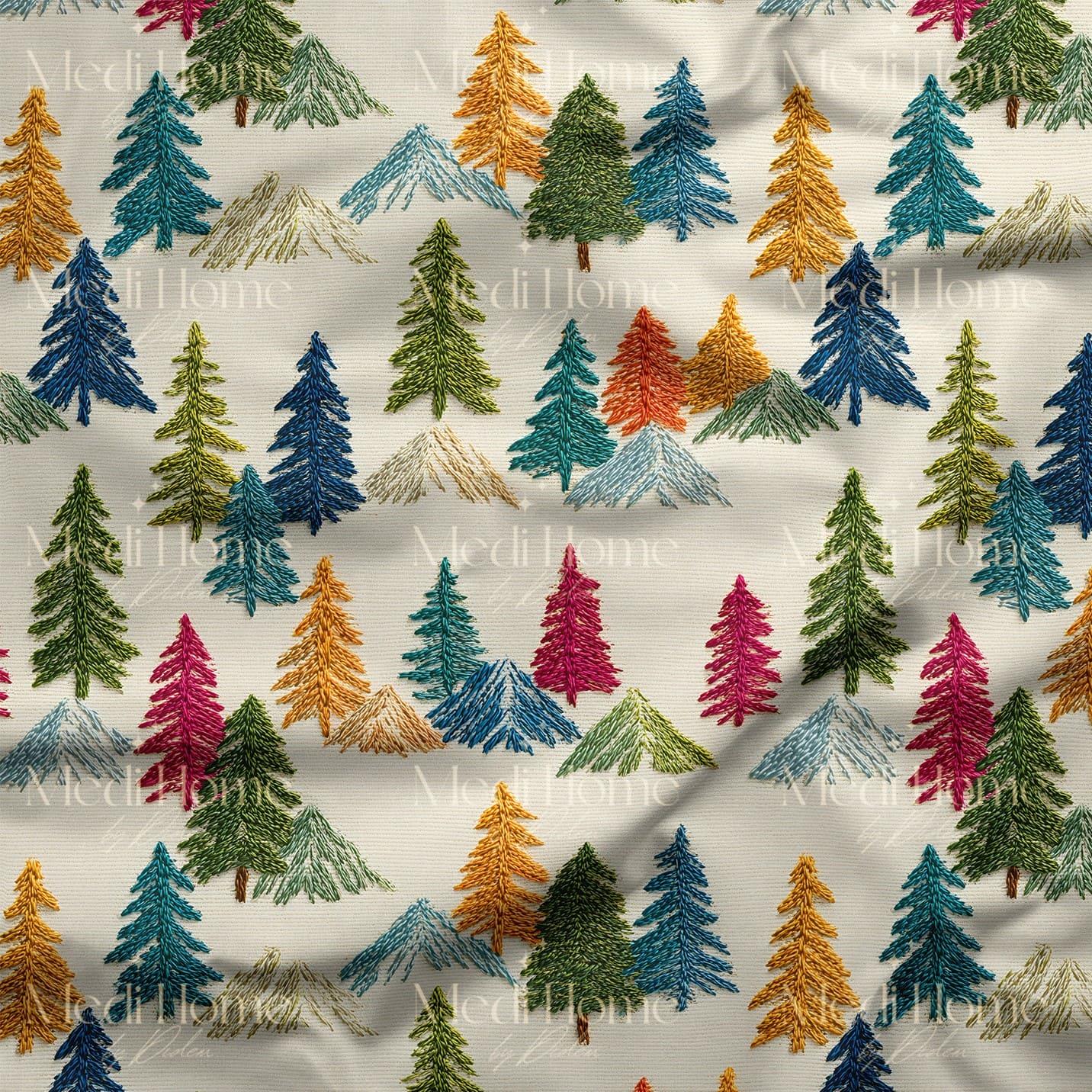 Renkli Dağların Sessizliği Dijital Baskılı Kumaş