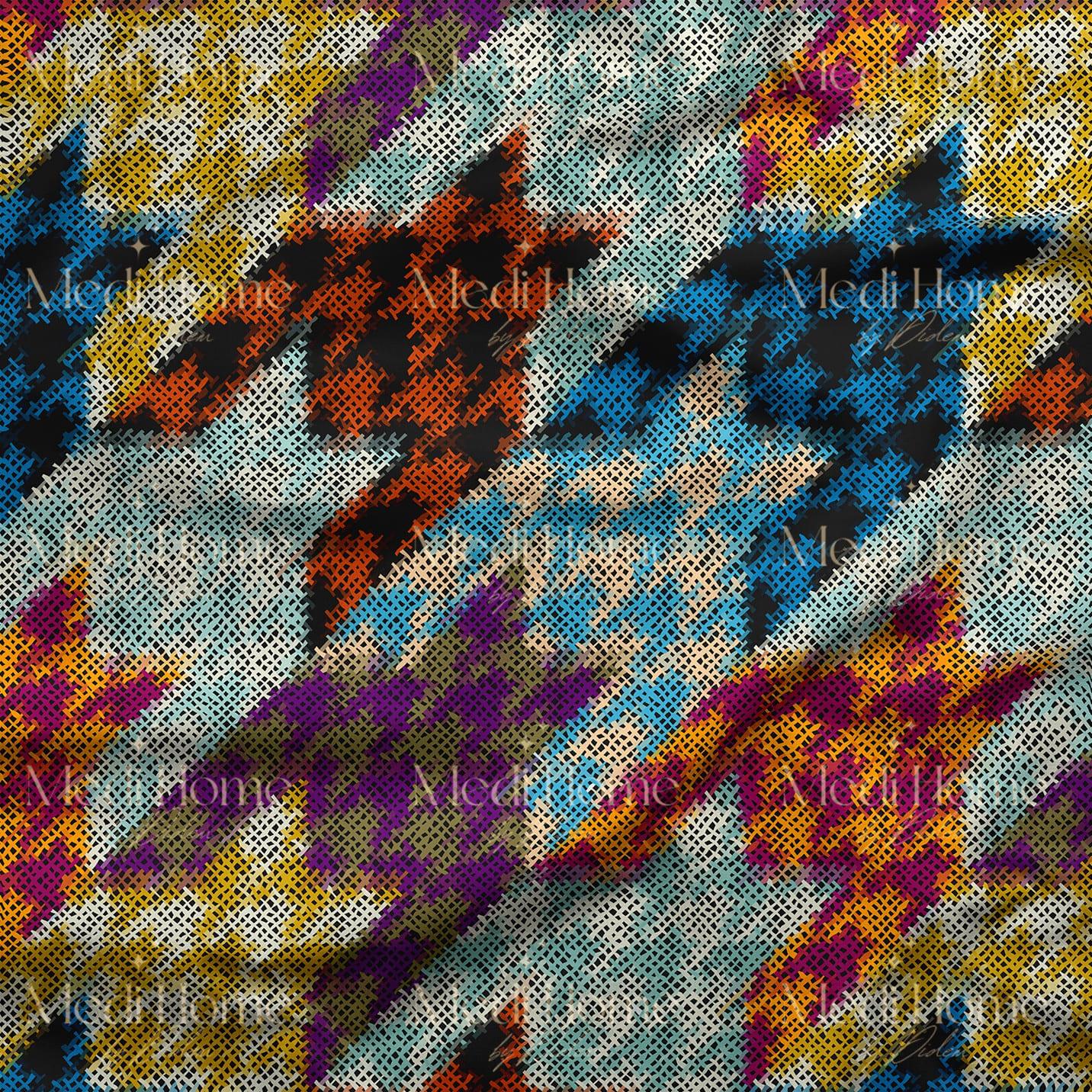 Renkli Patchwork Rüyası Dijital Baskılı Kumaş