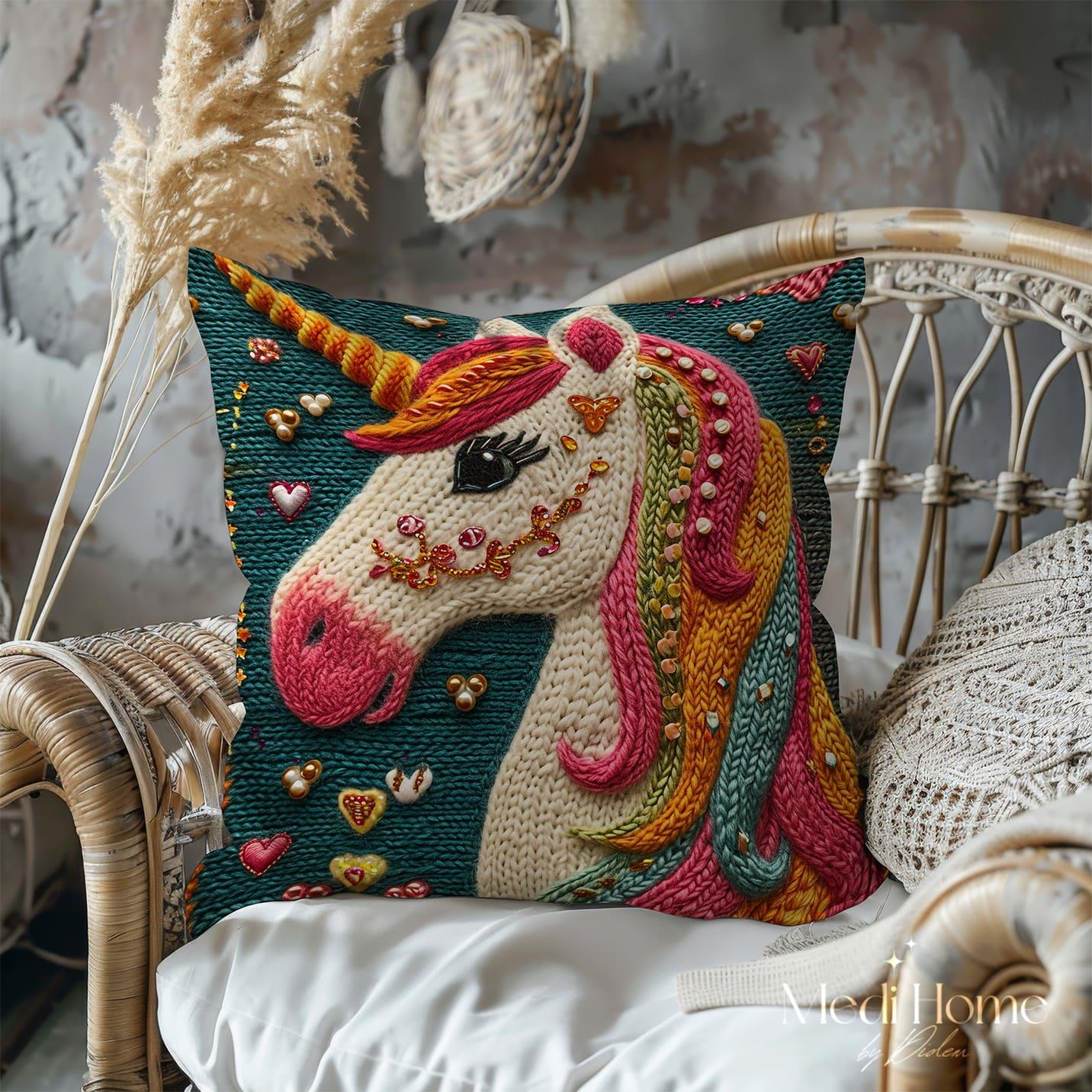 Renkli Yeleli Işıltılı Unicorn Masalı 3'lü Pano Kumaşı