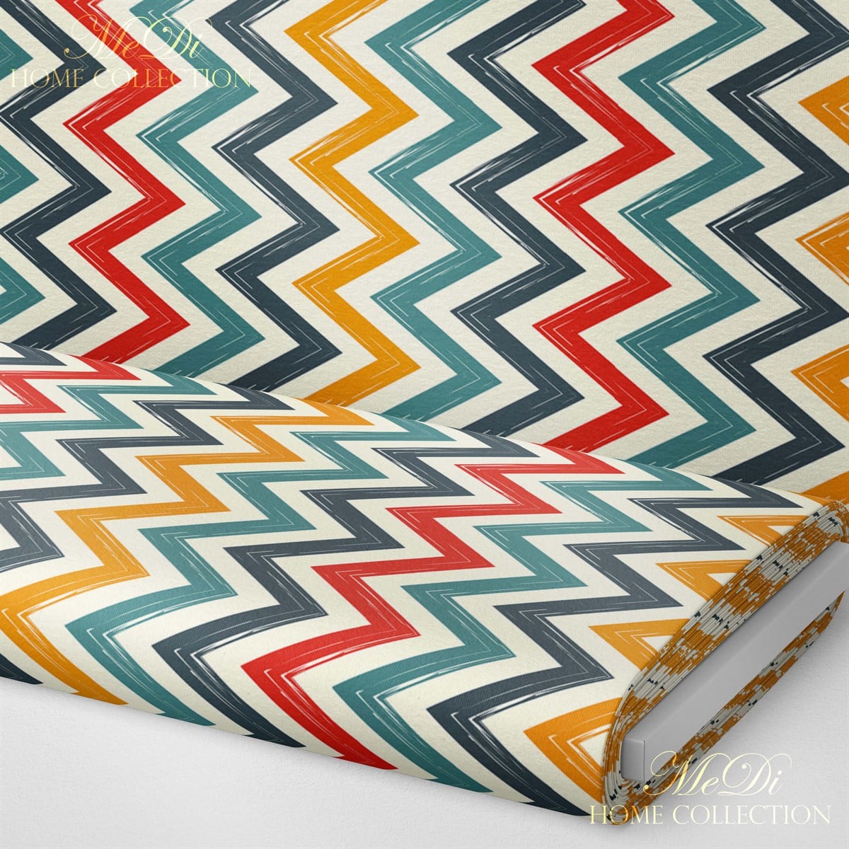 Renkli Zigzag Desenli Dijital Baskılı Kumaş