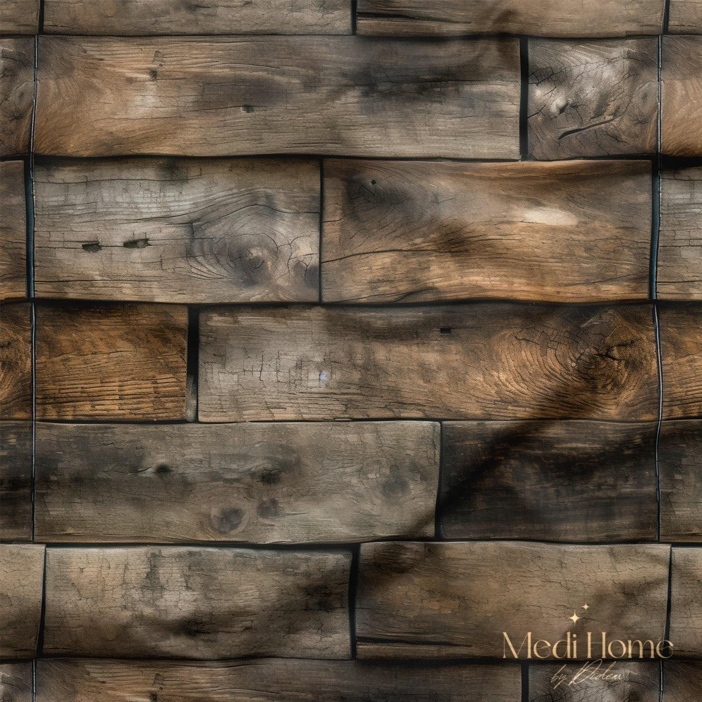 Rustik Ahşap Duvar Dokusu Dijital Baskılı Kumaş